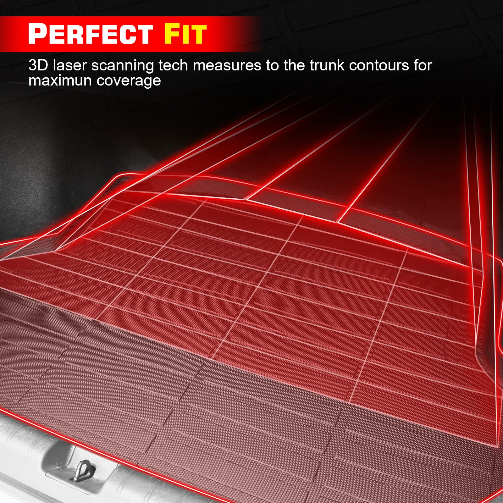 IKON MOTORSPORTS TPE Cargo Trunk Liner, Compatible with 2022-2024 Hyundai Tucson, Custom Fit All Weather Protection Heavy Duty Rear Trunk Tray Cargo Mats Protector, Black