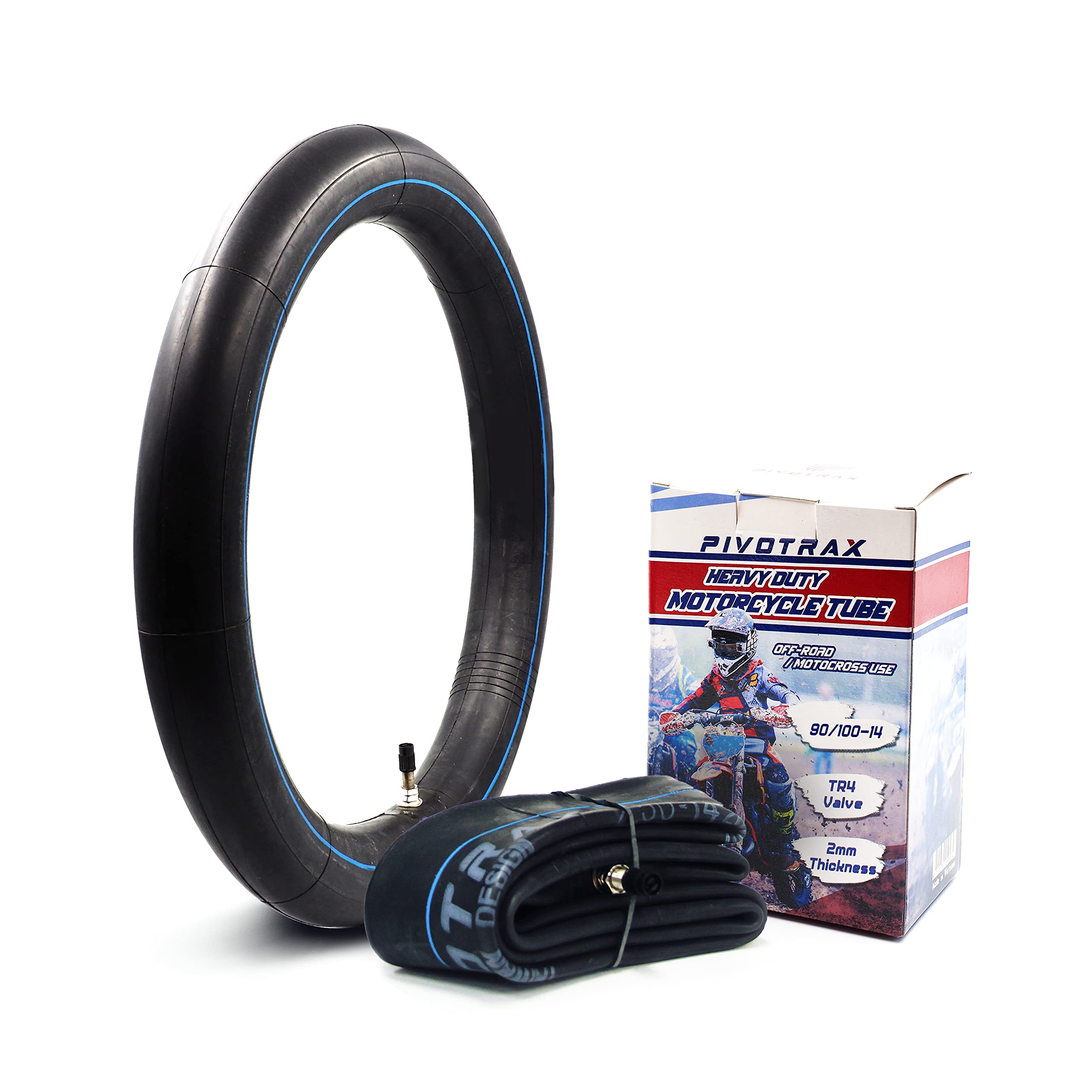 Pivotrax 90/100-14 (3.00-14) 14 Heavy Duty Mini Dirt Bike Inner Tube - 2 Mm Reinforced Thickness - Tr4 Valve Stem Straight