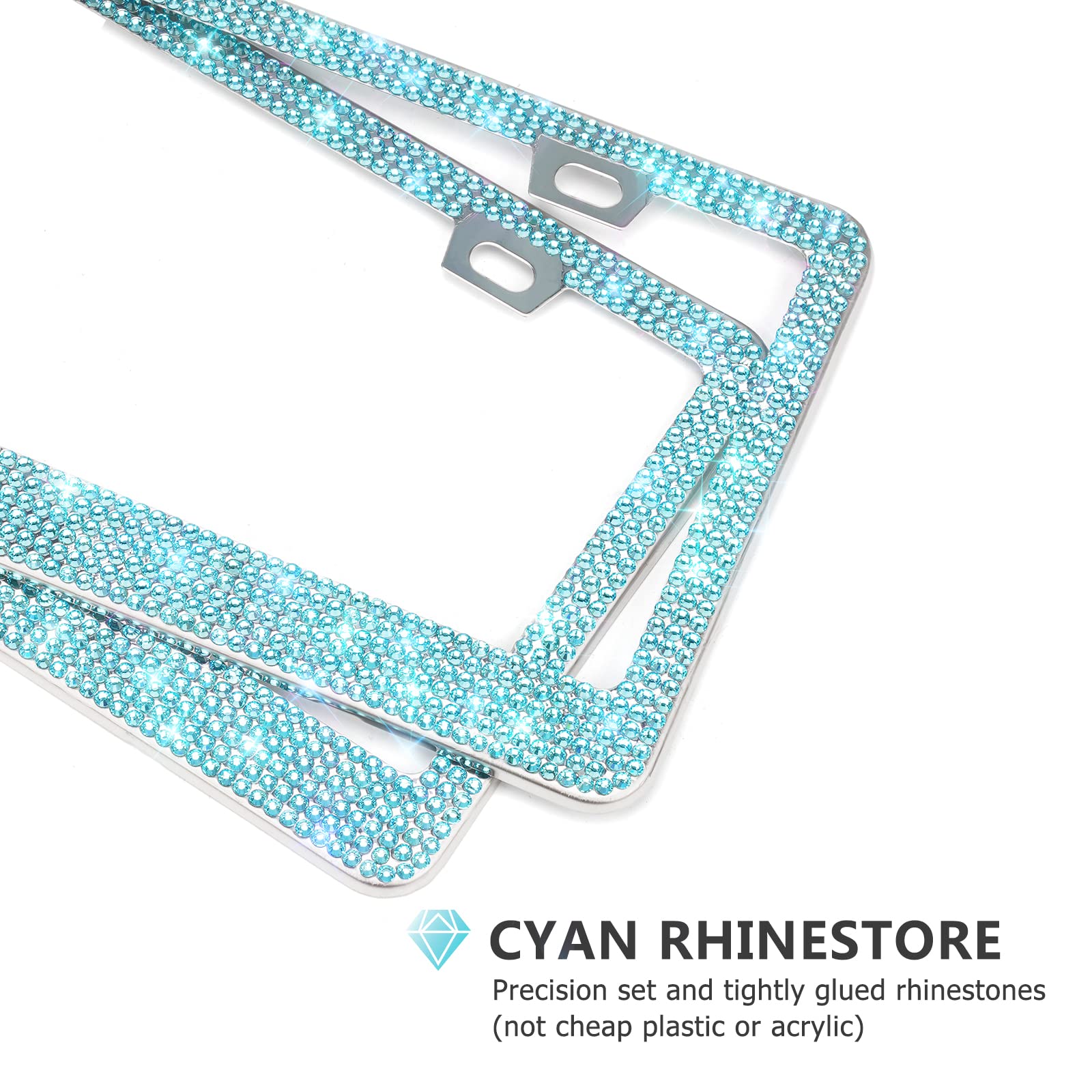 Lord Eagle License Plate Frame For Women, 2 Pack Rhinestone License Plate Frames With Giftbox And 7 Shiny Crystal Rows,Over 1050 Pcs 14 Facets Ss16 Finest Handcrafted Luxury