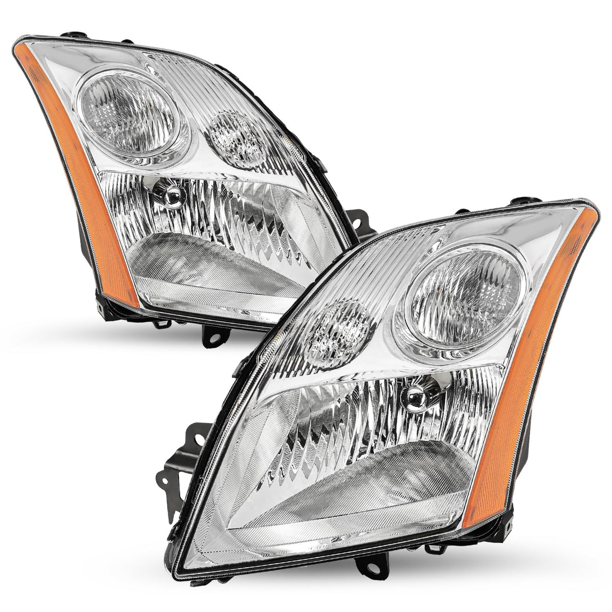 Sockir Headlight Assembly Compatible With 2007-2009 Nissan Sentra Chrome Headlamp Passenger & Driver Side