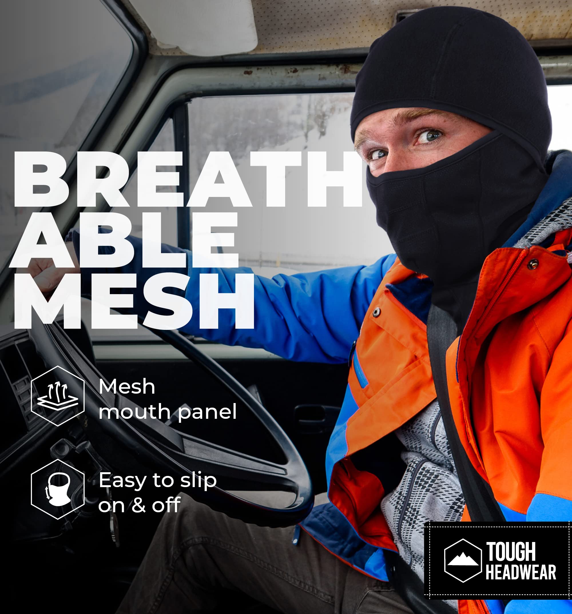 Tough Headwear Full Face Mask For Cold Weather,Mens Balaclava Face Warmer- Winter Fleece Ski Masks Motorcycle & Construction