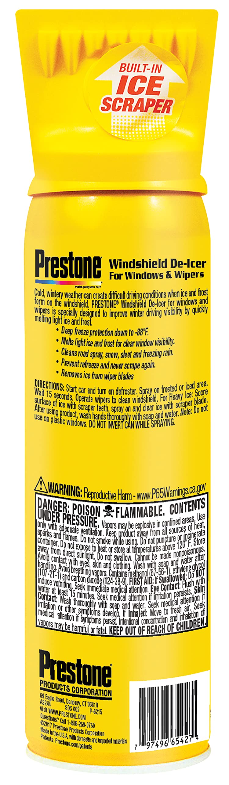Prestone As244 Windshield De-Icer - 17 Oz. Aerosol