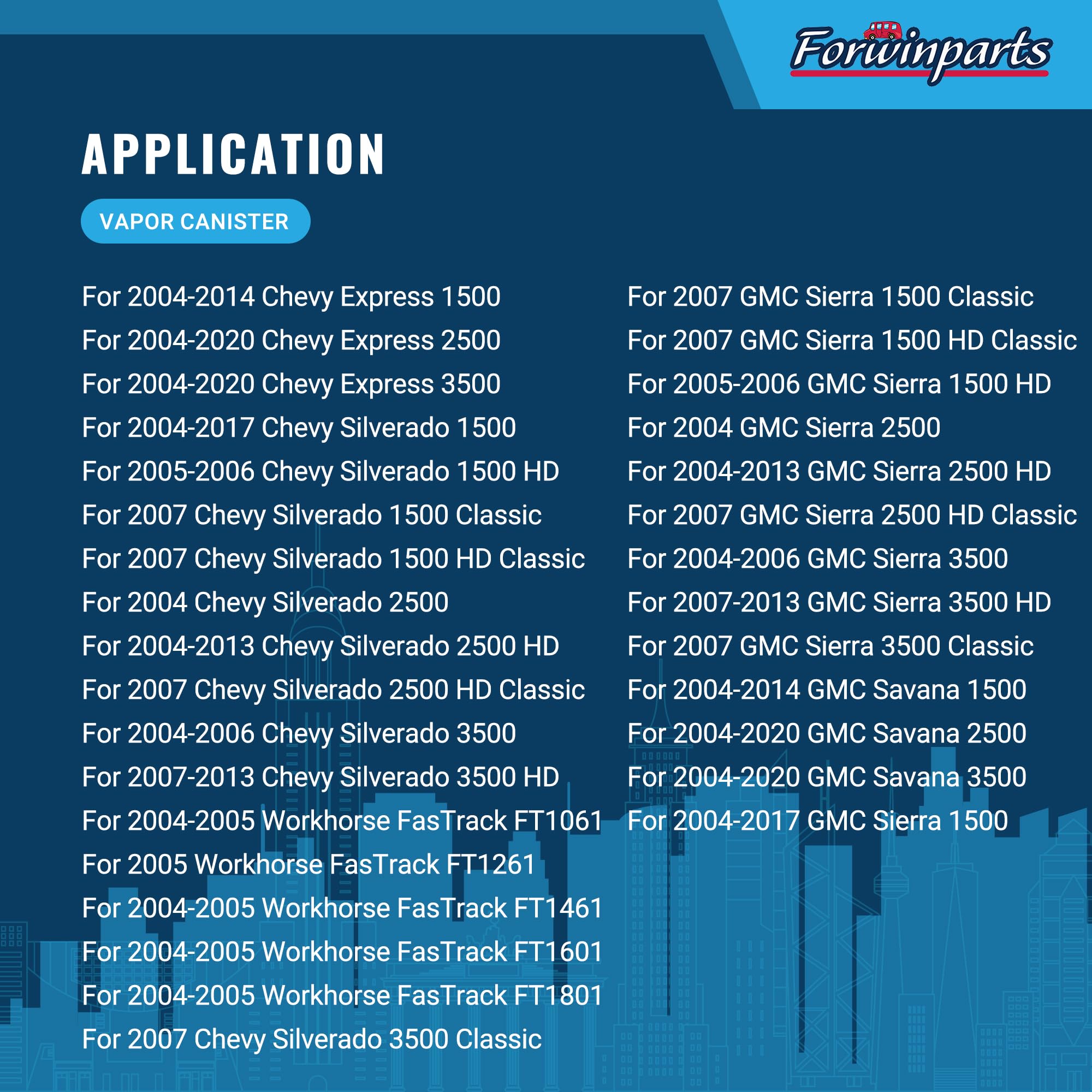 Forwinparts 911-095 Vapor Canister For Chevy Silverado Express Gmc Savana Sierra 1500 2500 3500 Hd Classic Workhorse W42 W62 200