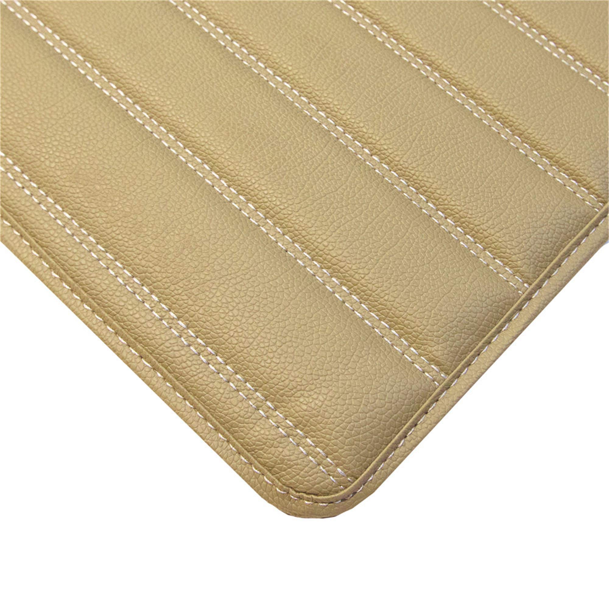 Fh Group F16500 Deluxe Heavy-Duty Faux Leather Flat Stripe Multi-Purpose Cargo Liner 46'' (Beige) With Gift - Universal Fit For