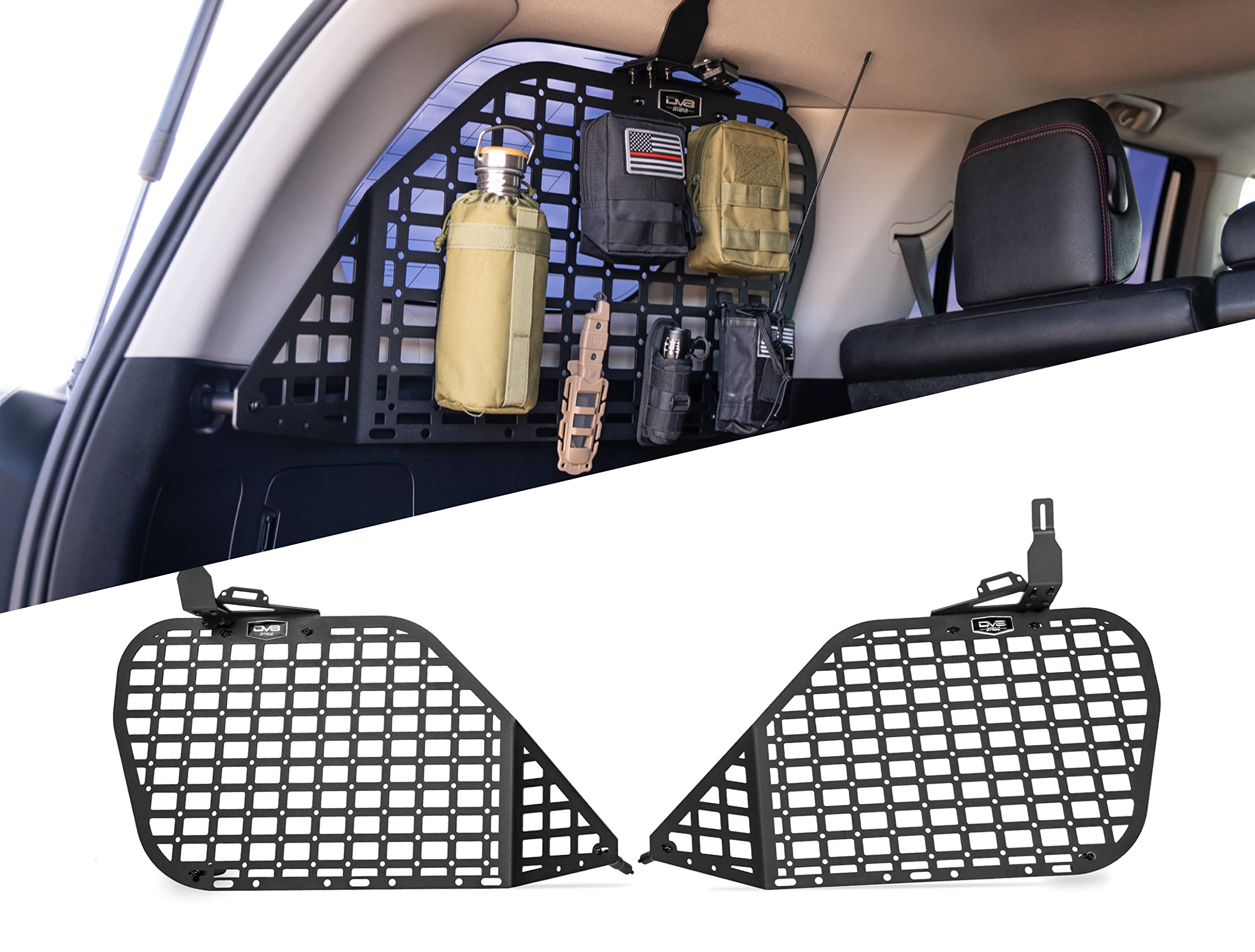 Rear Window Molle Panels For 2010-2024 Toyota 4Runner | Includes Passenger & Driver Side Panels | Mount Molle Bags, Med Kits, Tools, & Other Accessories | Rock Light Mounts | Dv8 Offroad