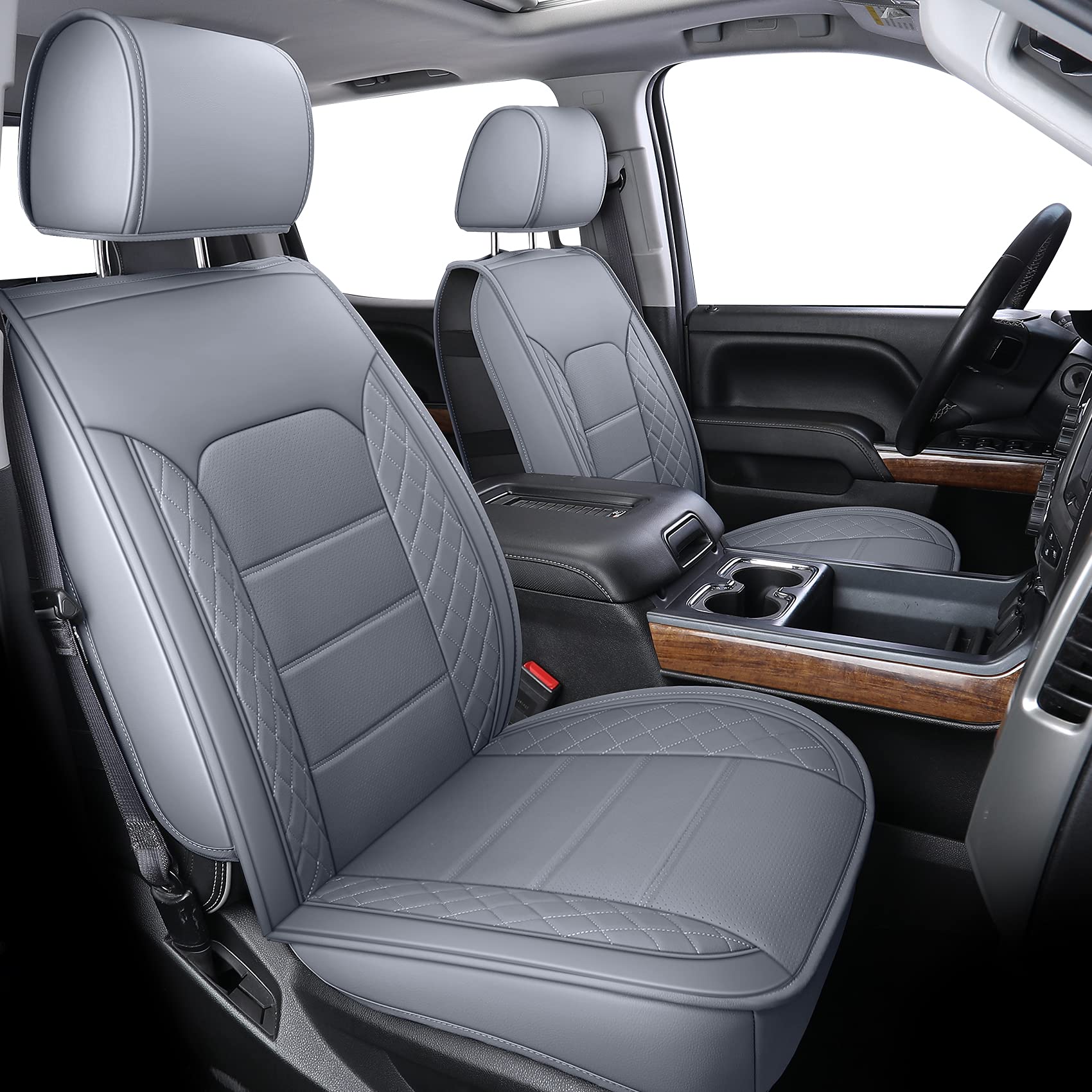 Luckyman Club Chevy Silverado/Sierra X04-S3 Seat Covers Full Set, Fit 2014-2018 1500/2015-2019 2500 Hd/3500 Hd Crew Cab With Wat