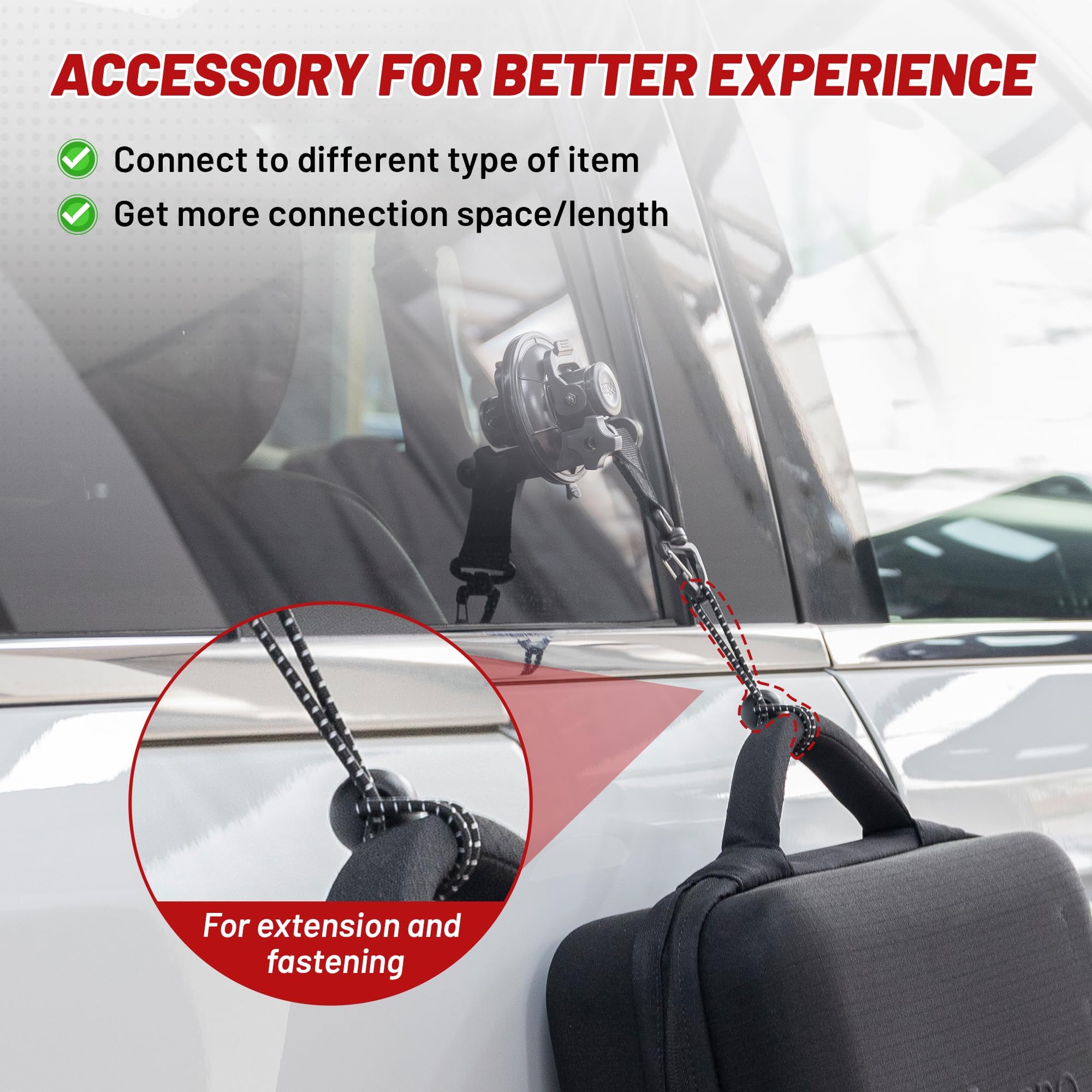 RED WOLF Heavy Duty 90MM Suction Cup Anchor Tie Down with Rotatable Hanging Hook Hold up to 100 LBs/45.36KG Each for Outdoor Cam