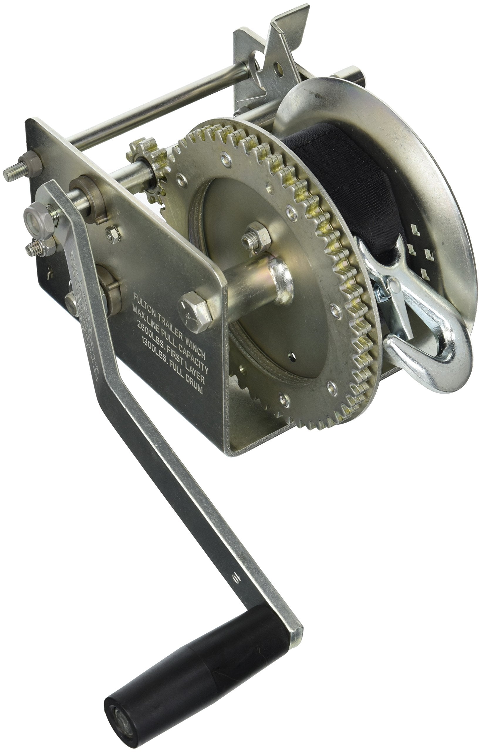 Fulton 142415 Dual Speed Winch with 20 Strap  2600 lbs. Capacity, 1 Pack, Silver