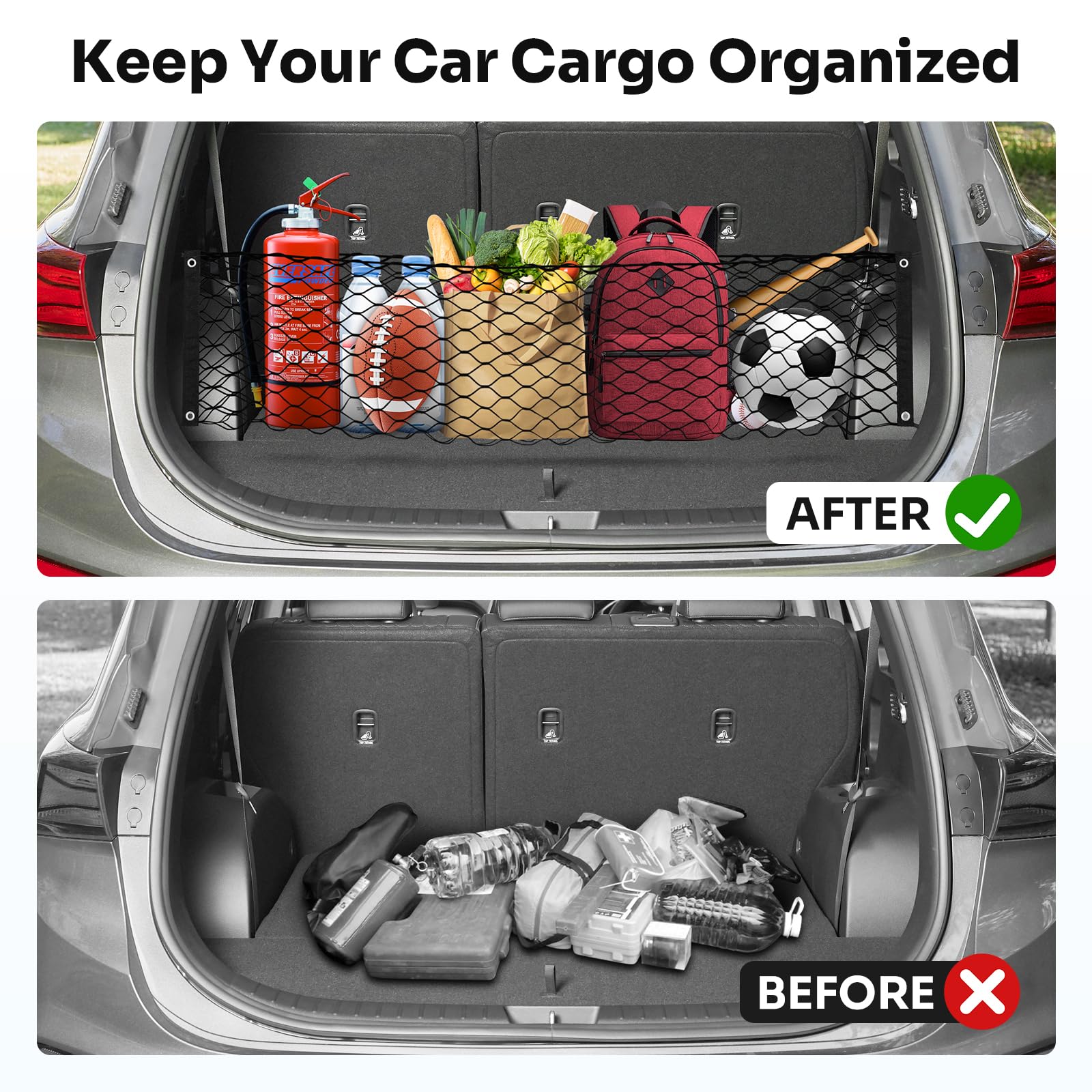 Canvcle Trunk Cargo Net for 2013-2025 Hyun-dai Santa Fe Accessories Envelope Style Mesh Trunk Net Organizer and Storage Stretcha