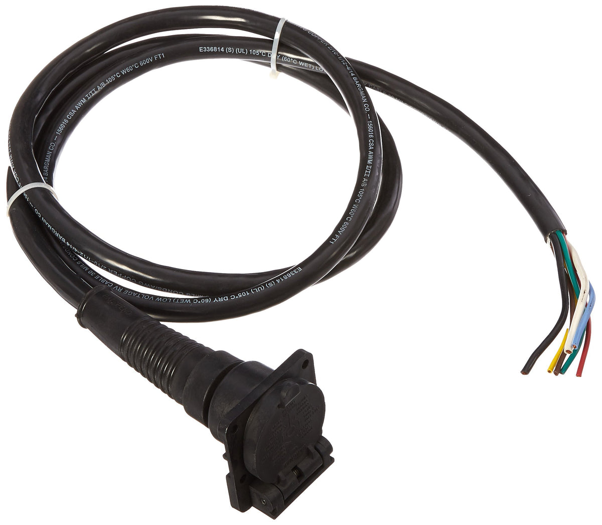 Bargman 5087007 7-Way Sealed Car End With 7' Molded Cable