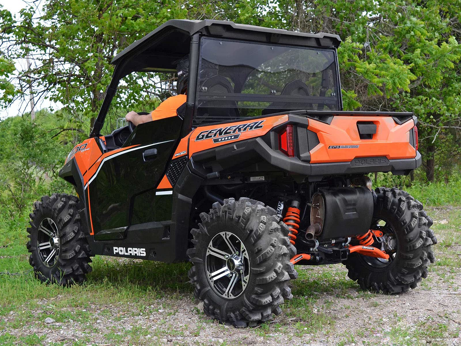 Superatv Heavy-Duty Rear Windshield For 2016+ Polaris General 1000 / 2017+ General 4 / 2020+ Xp 1000 / Xp 4 1000 | 1/4'' Thick L