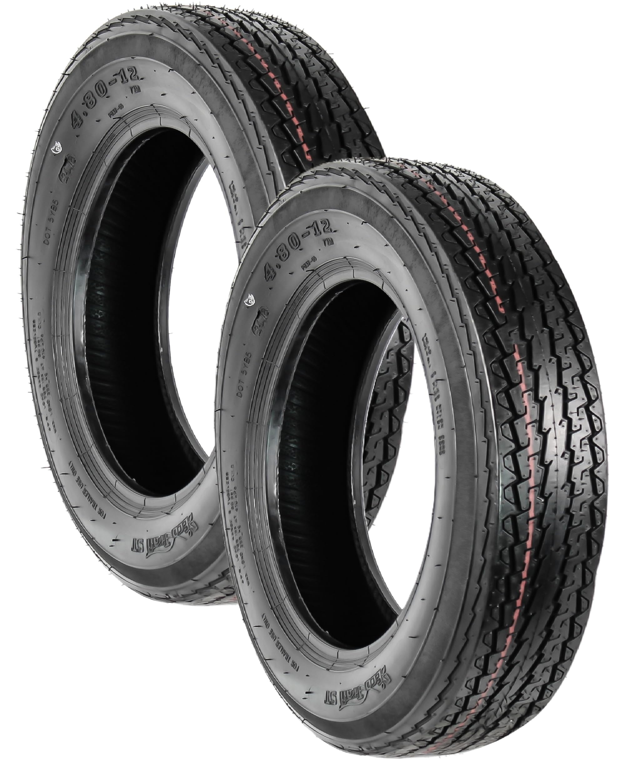 eCustomrim 2-Pack Trailer Tire 480-12 4.80-12 Load Range B 4 Ply D.OT. Approved - 2 Year Warranty