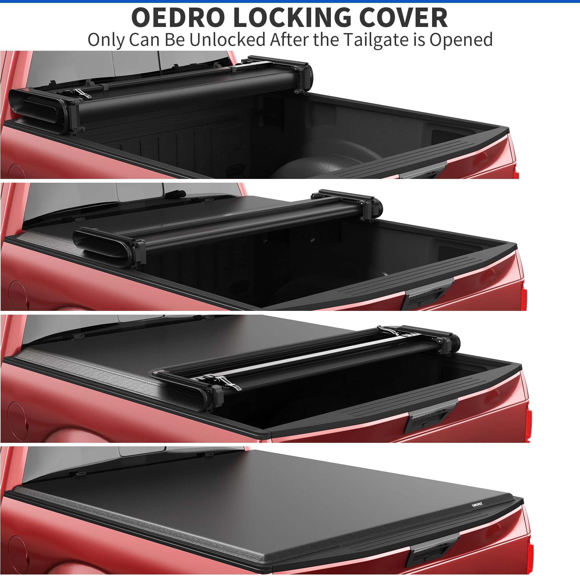 Oedro Soft Quad Fold Tonneau Cover Truck Bed Covers Compatible With 2009-2014 Ford F-150 F150 6.5Ft Bed