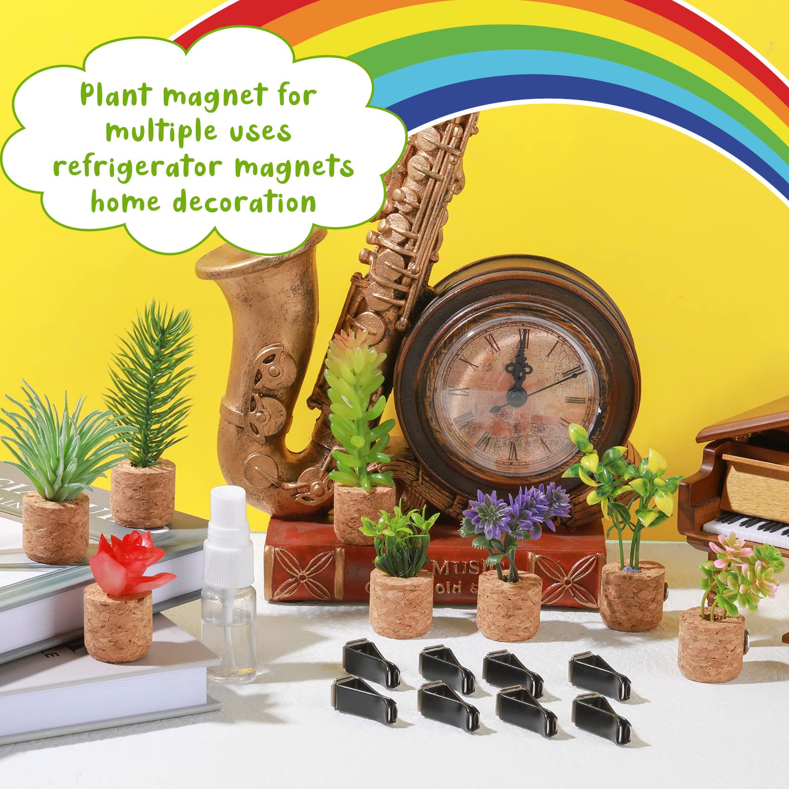 8 Pieces Artificial Plant Air Vent Clips Succulents With Essential Oil Mini Sprayer Car Plant Vent Decor Cute Plant Vent Clip Air Freshener For Car Air Vent Decorations Accessories (Classic Style)