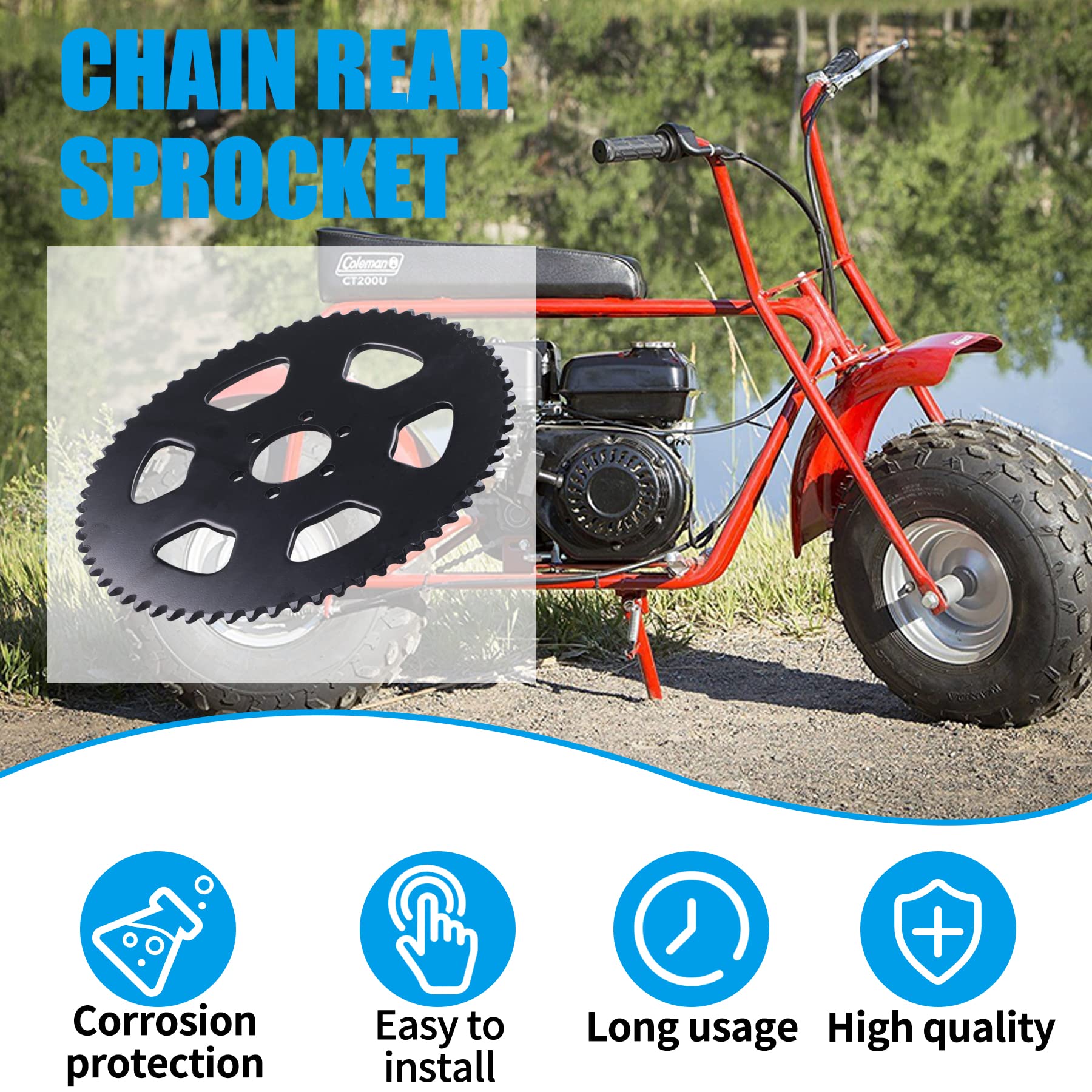 Jingke 65 Teeth #35 Chain Rear Sprocket Compatible With 100Cc 98Cc 97Cc 2.5Hp Coleman Ct100U Trail Ck100 Cc100X Baja Doodle Bug Blitz Dirt Bug Racer Db30 Trailmaster Mb Storm Mini Bike Go Kart Drift