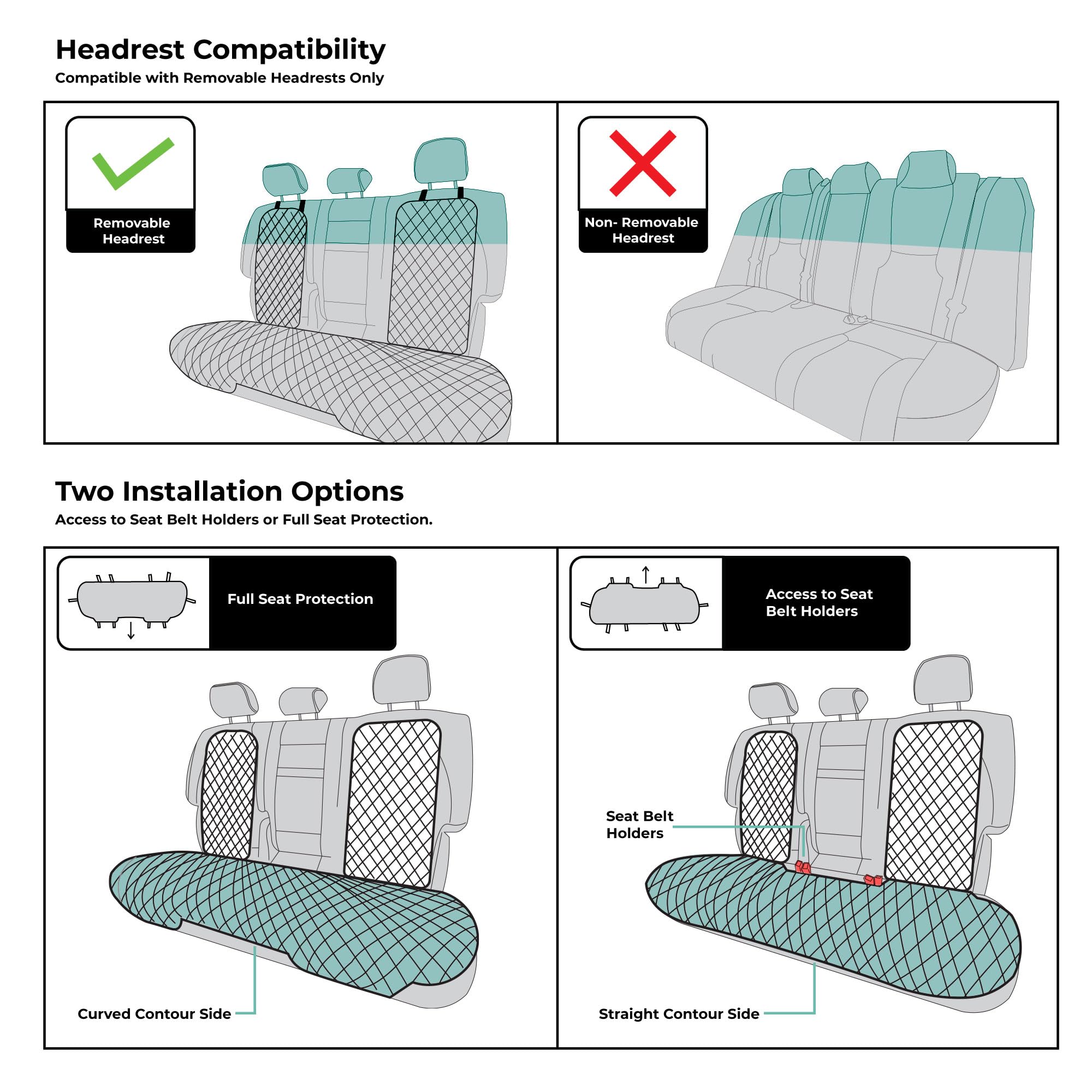 Fh Group Car Seat Cushion Rear Set Faux Leather Automotive Seat Cushions - Universal Fit, Rear Car Seat Cushion, Car Seat Cushio