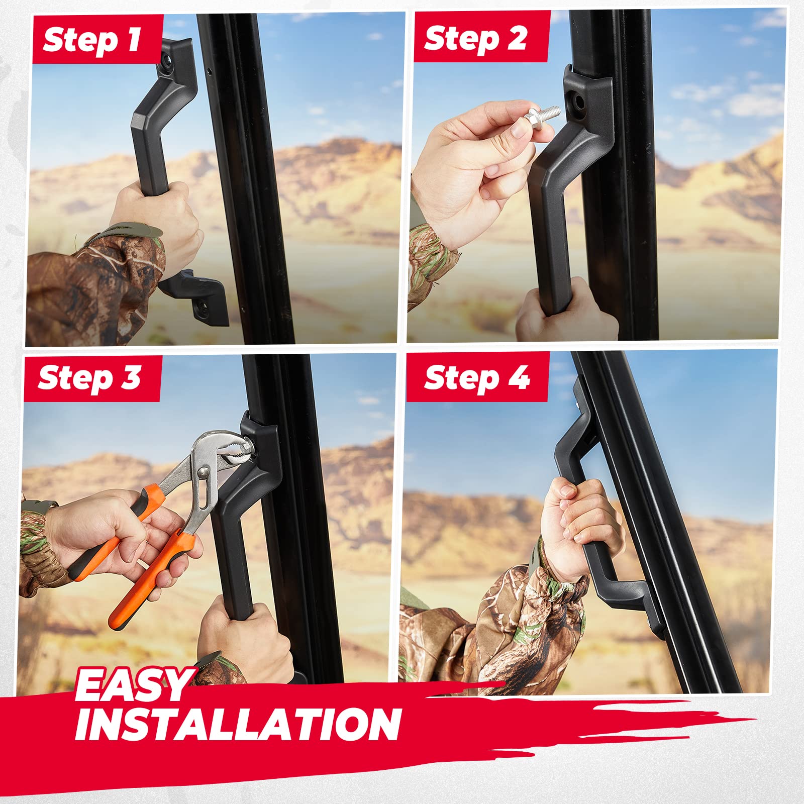 KEMIMOTO Black Grab Handle for Polaris Ranger 570/900/1000 XP/Crew & Can-Am Defender, Fits Driver & Passenger Side, Replacement for 5450844-070