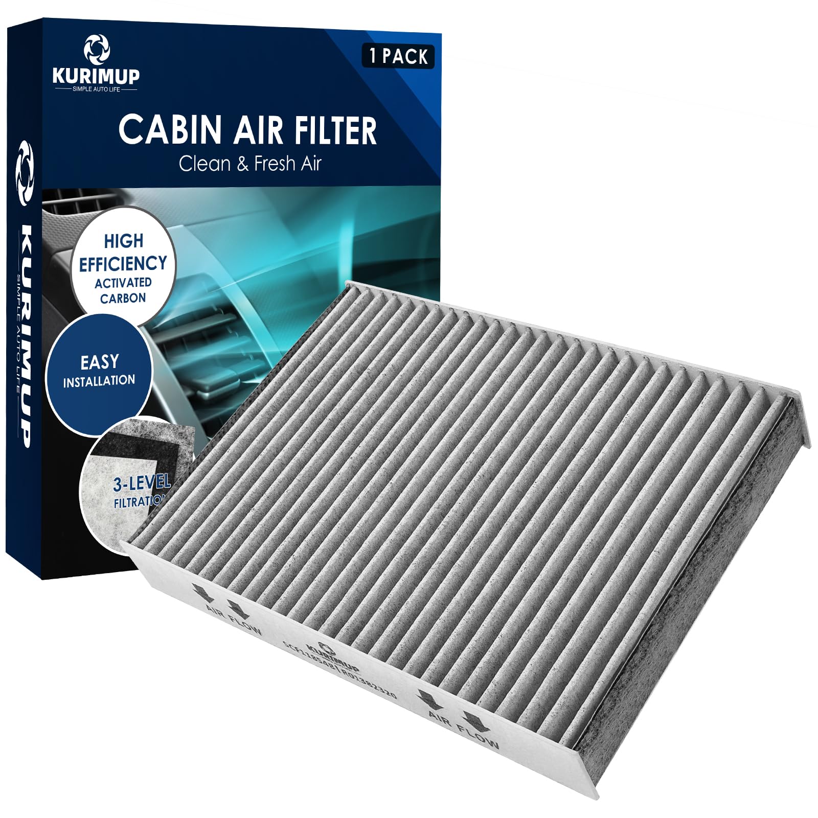 KURIMUP CF11854 Premium Cabin Air Filter with Activated Carbon,Fit for Nissan Rogue (2014-2020)/Rogue Sport (2017-2022)/Qashqai 