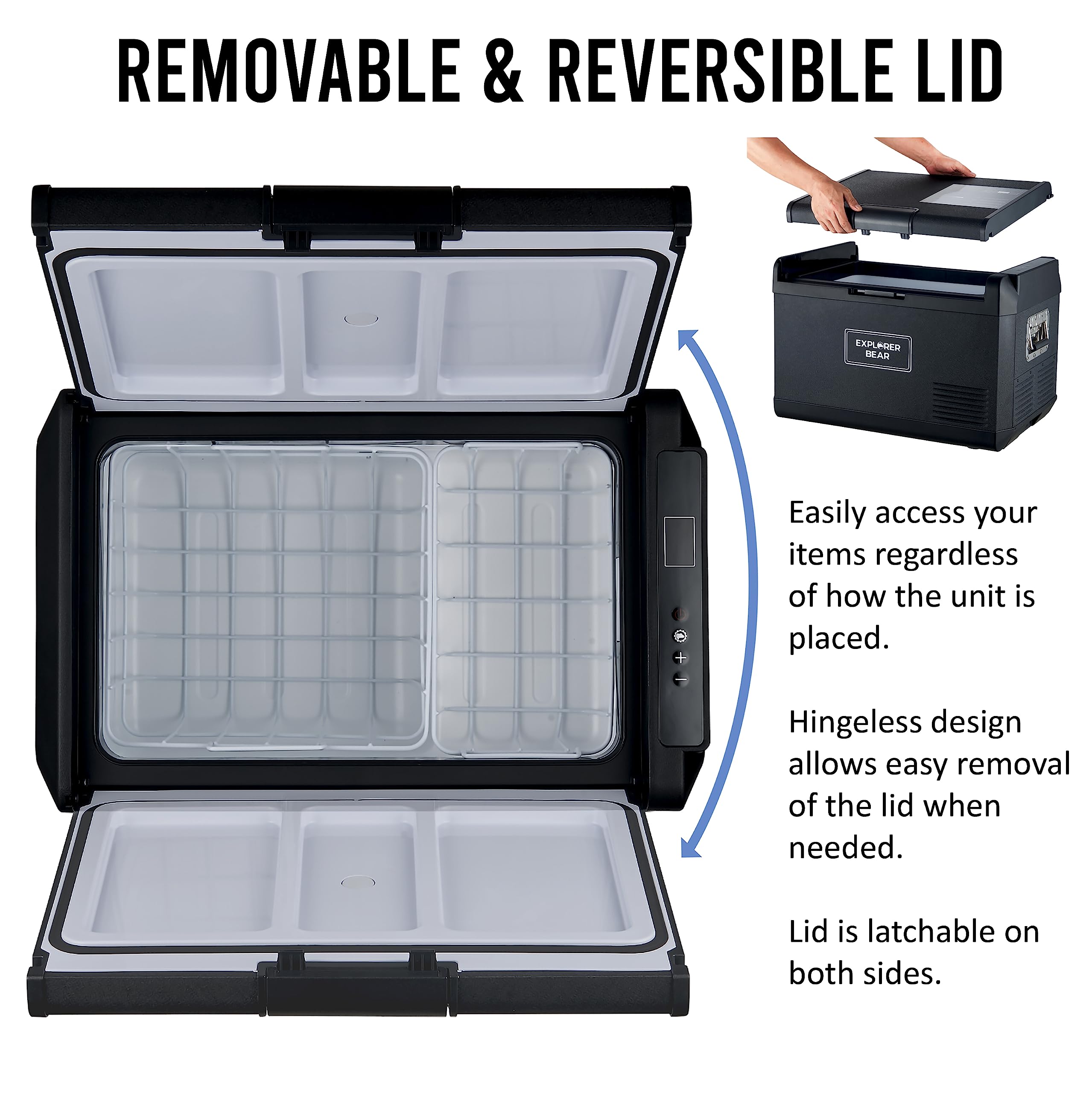 Explorer Bear 12 Volt Refrigerator 12V Car Fridge 50L/52.8Qt 12/24V Dc 110-240V Ac Portable Freezer Compressor Cooler 0?-50? 3-Year Warranty For Truck Van Rv Suv Boat Trailer Travel Road Trips Camping