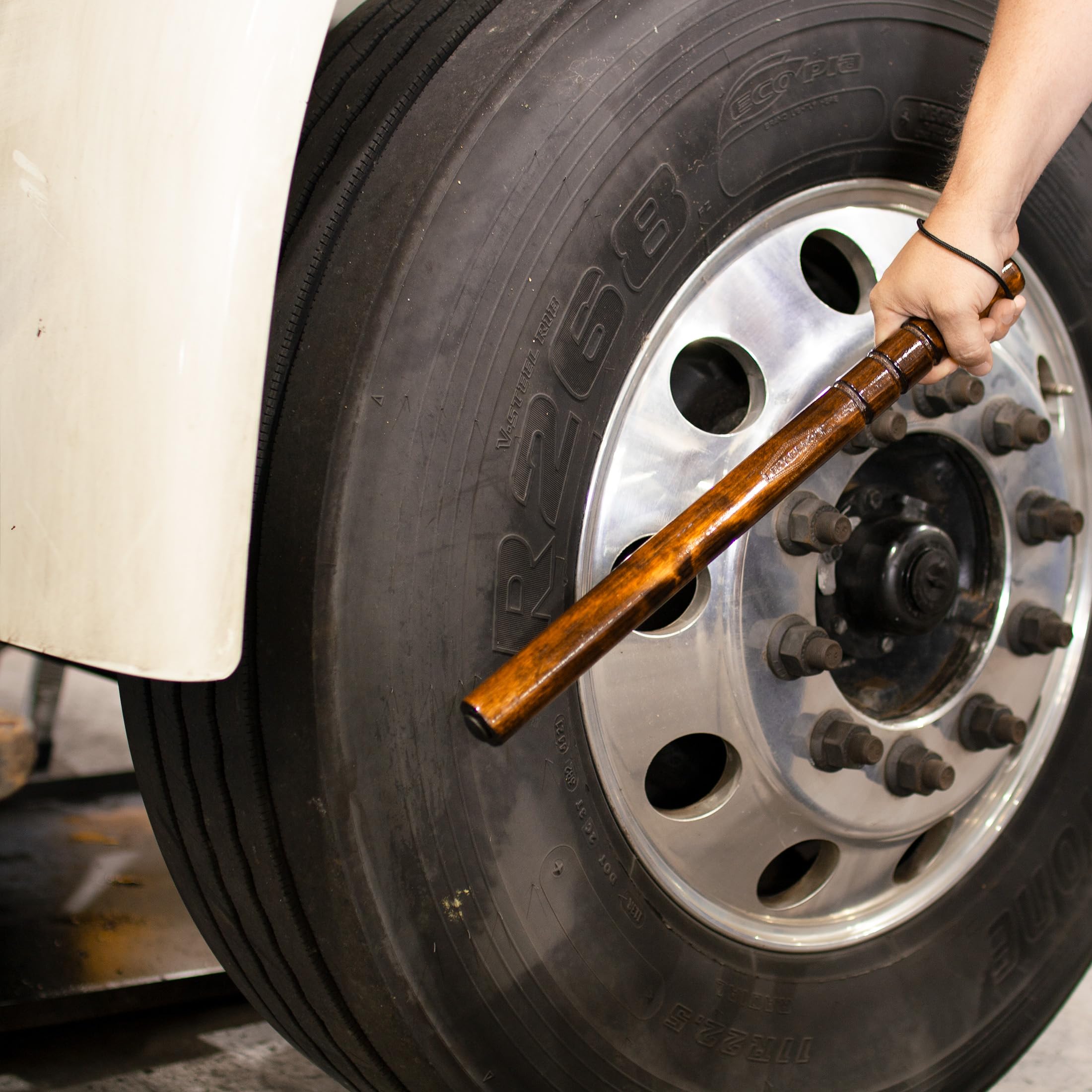 Roadpro Rptt2 18-Inch Weighted Wood Tire Thumper Safety Stick Big Rig Tire Pressure Fish Bat, Brown