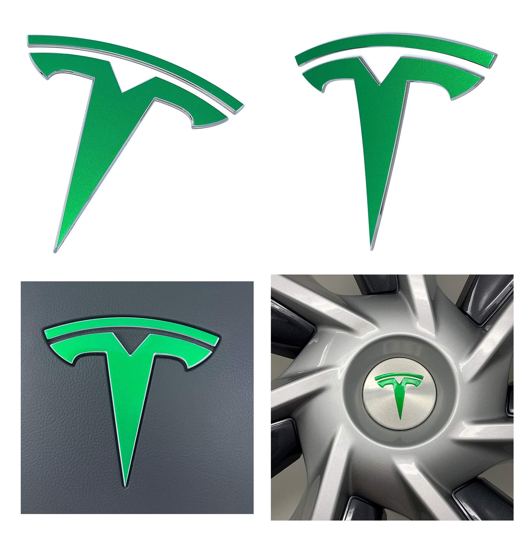 Custom Cut Graphics Logo Decal Wrap For Tesla Model Y, 11-Pc Set (Gloss Green)