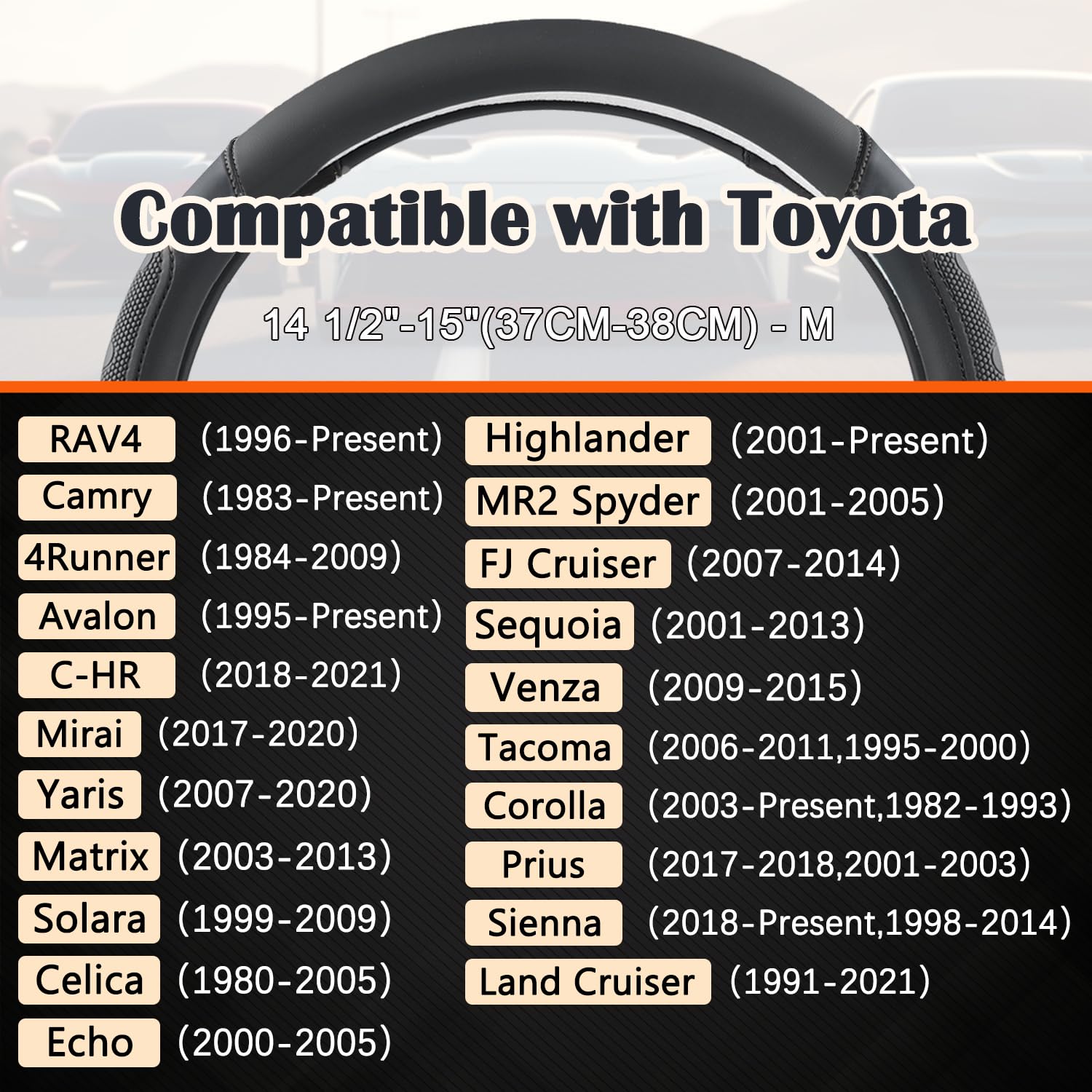 Giant Panda Car Steering Wheel Cover For Toyota Rav4,Camry,Highlander,Corolla,Prius,Tacoma,Standard Size - Black