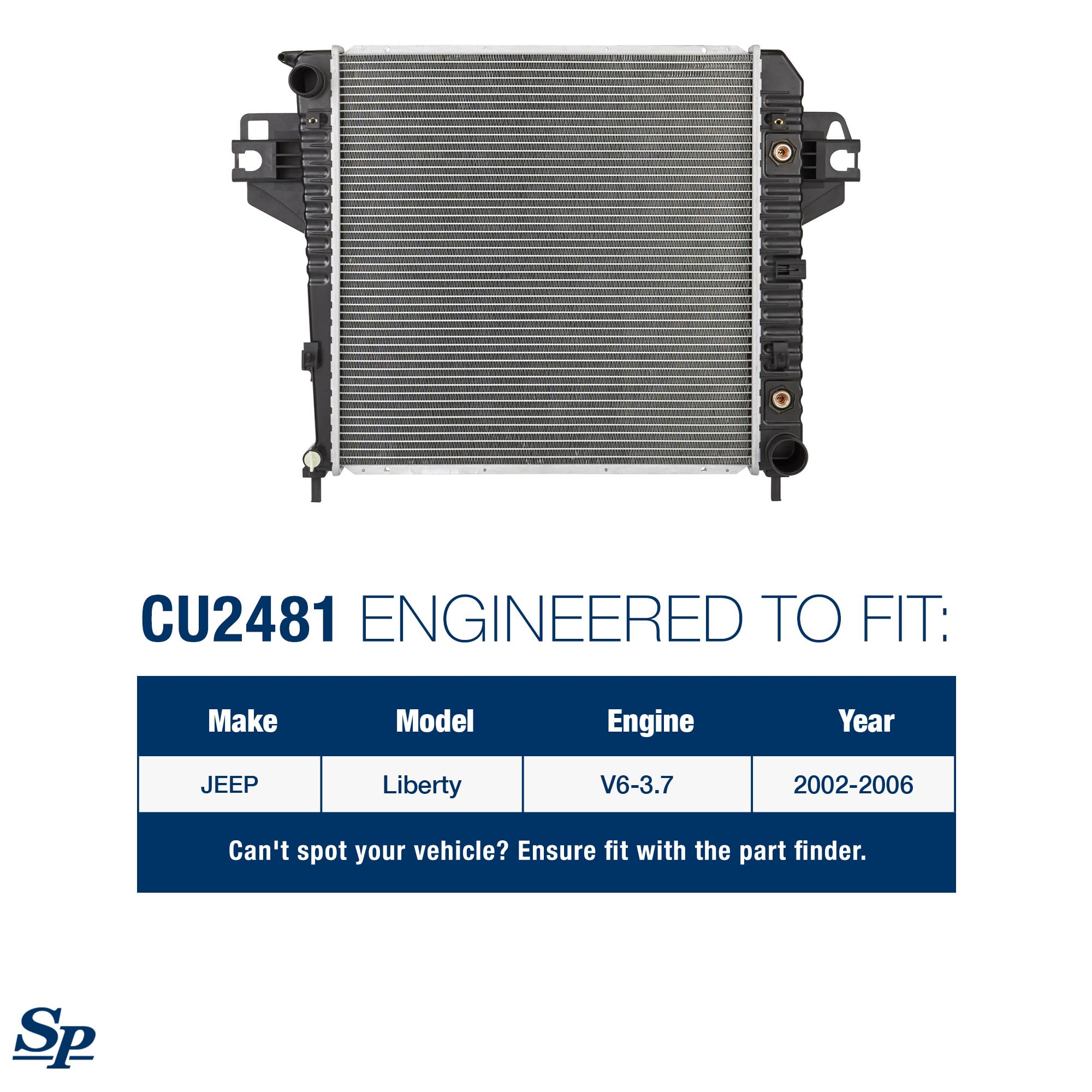 Spectra Premium Cu2481 Radiator With Toc Compatible With 2002-2006 Jeep Liberty V6 3.7L