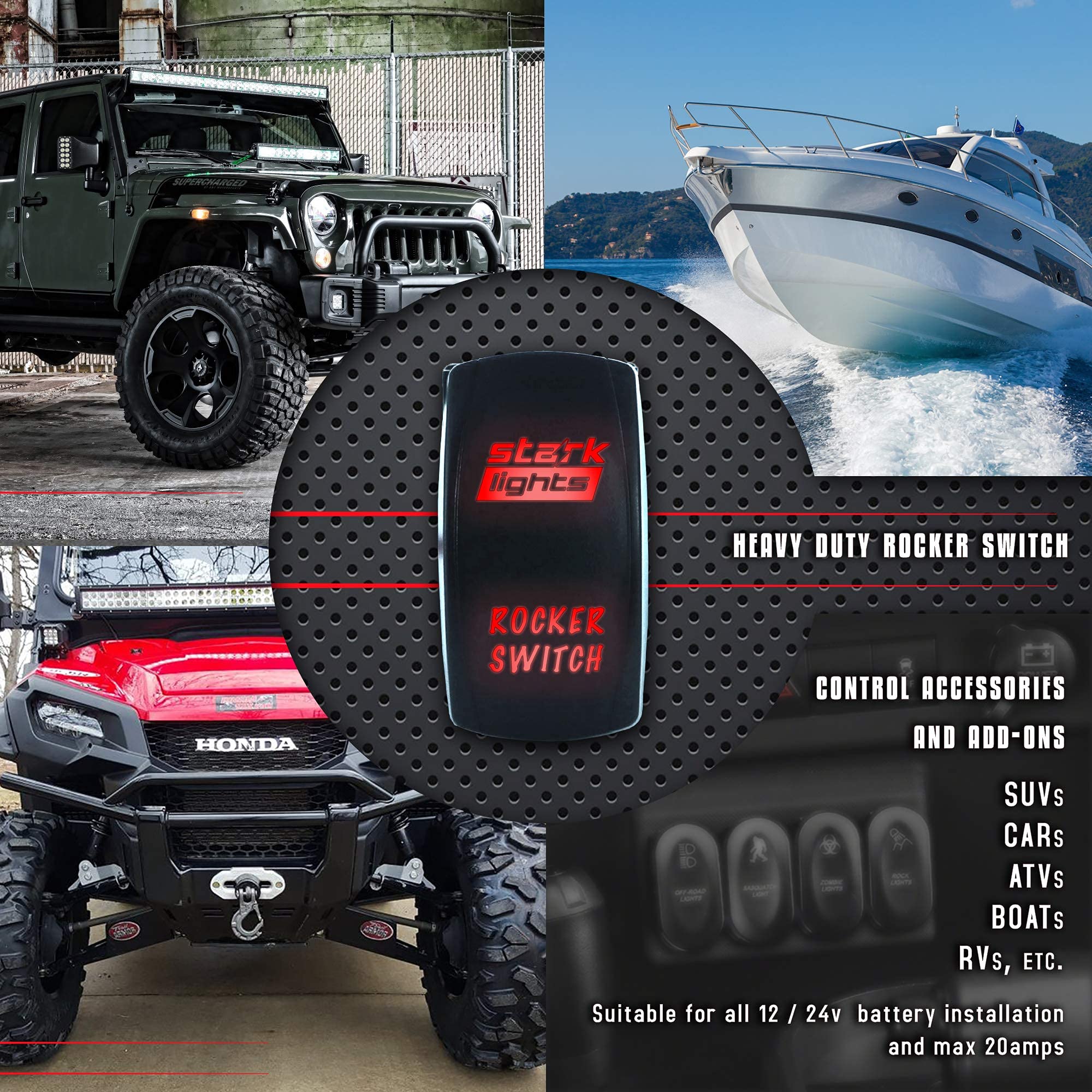 Winch in Winch Out - Red - Laser Etched Toggle Switch 7-PIN Momentary Switch Waterproof Black Shell/ON-Off-ON DPDT Illuminated R