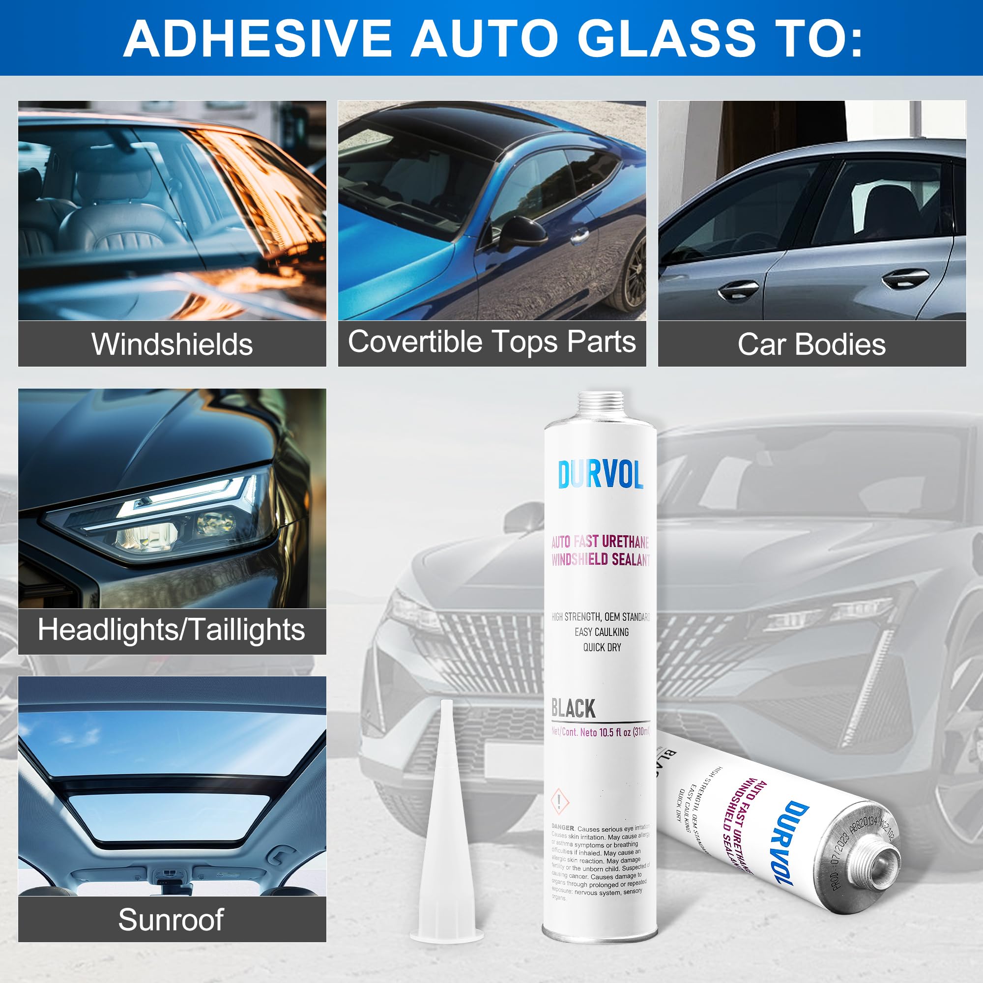 Durvol Auto Glass Urethane Windshield Adhesive Sealant Pack Of 4 Black
