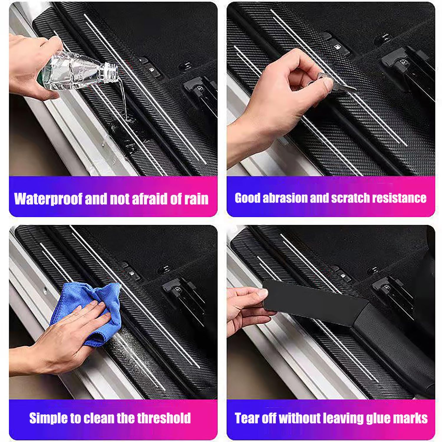 Tacopets Door Sill Protector, Door Sill Scratch Protection (For All Car Models) Door Sill Protector(4Pc Red)