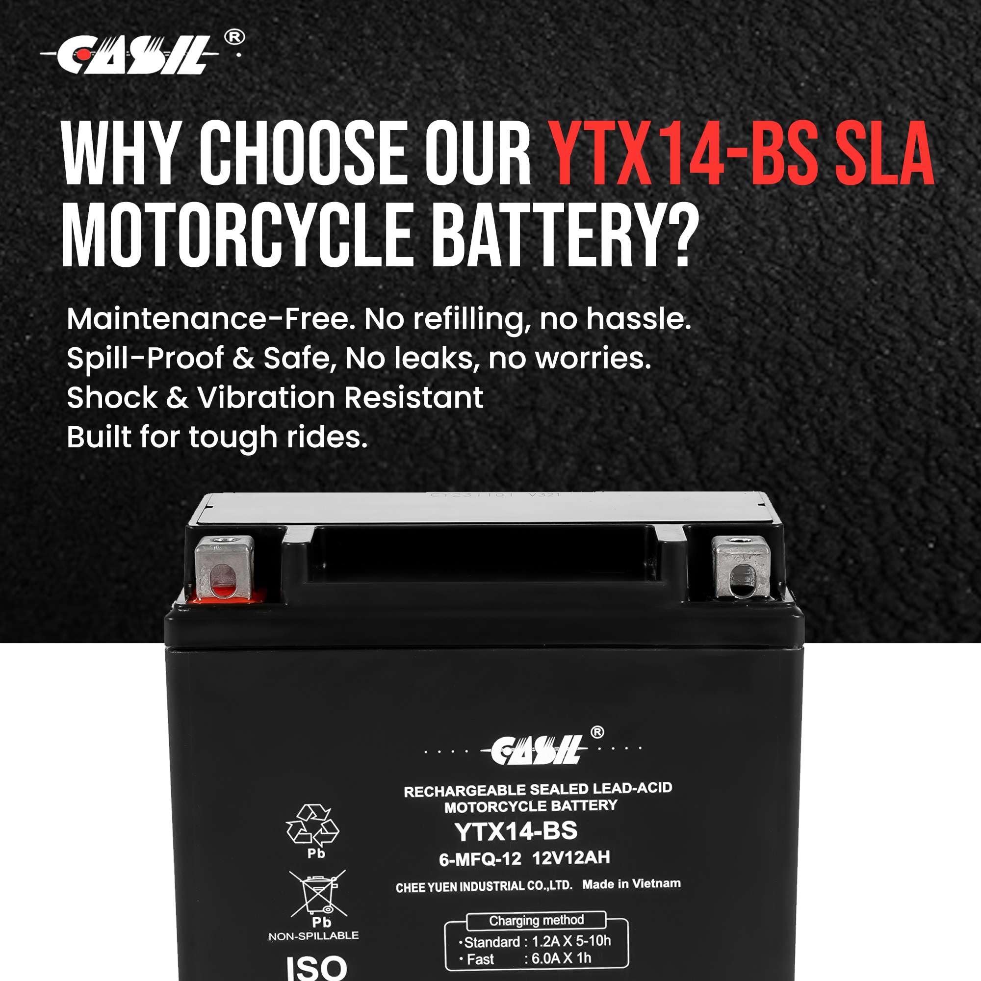 Ytx14-Bs Battery Replacement For Honda Pioneer 1000 2016-2018