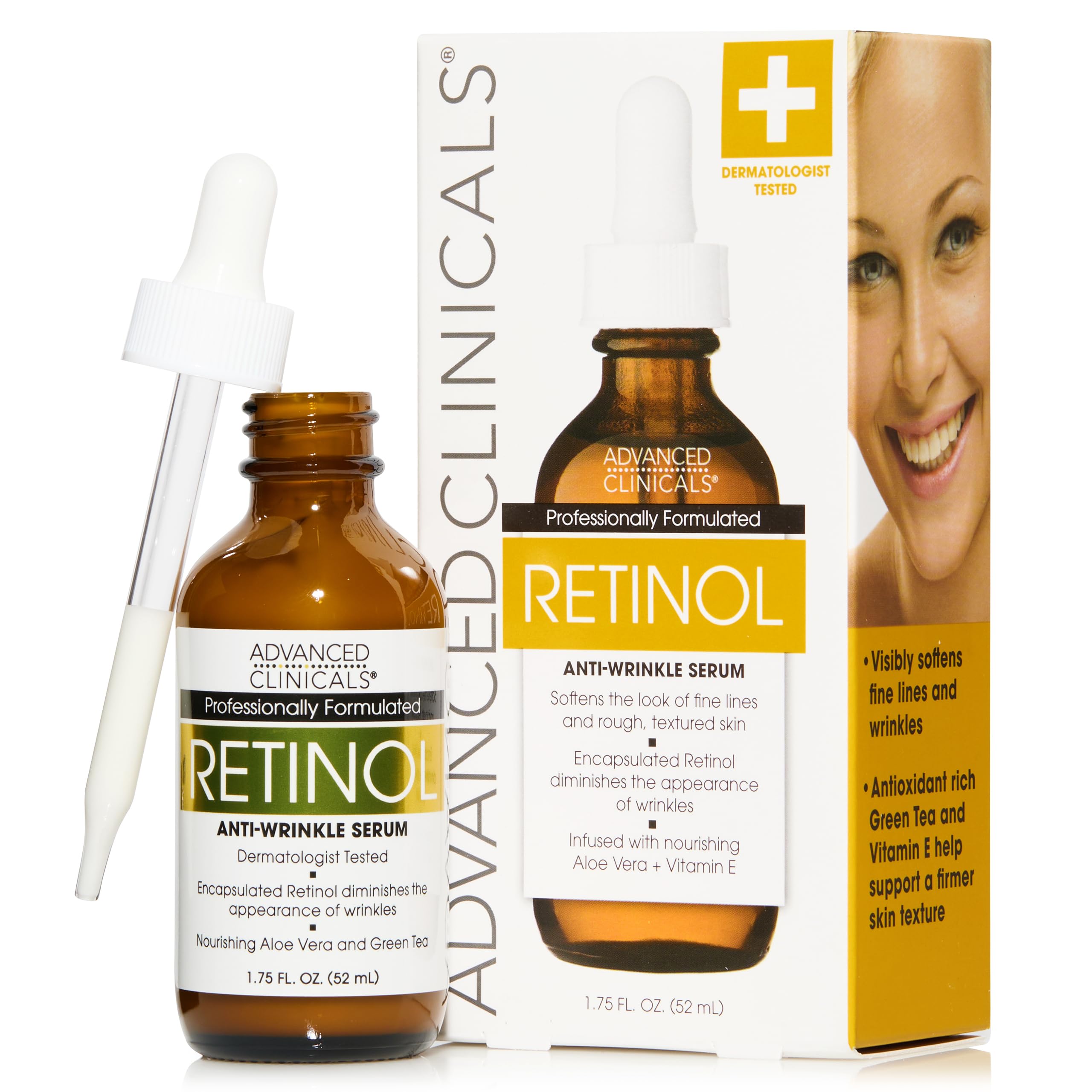Advanced Clinicals Retinol Serum For Face | Visible Anti Aging Retinol Serum Skin Care Face Moisturizer With Vitamin E Helps Improve Look Of Wrinkles  Fine Lines  & Uneven Skin Tone  1.75 Fl Oz-New