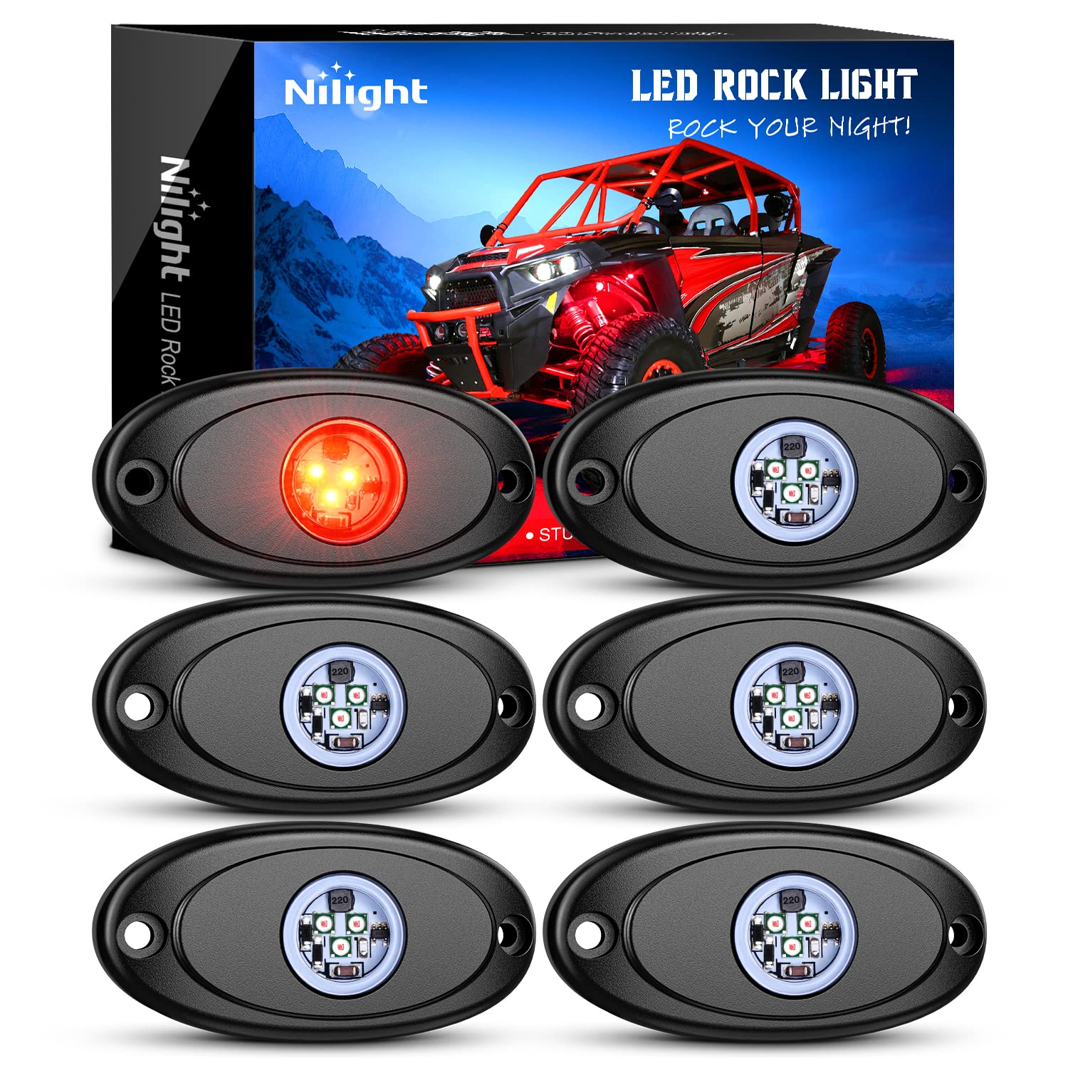 Nilight Led Rock Light 6Pcs Underglow Wheel Well Pods Waterproof Exterior Underbody Roof Rack Side Lamps For Car Truck Pickups A