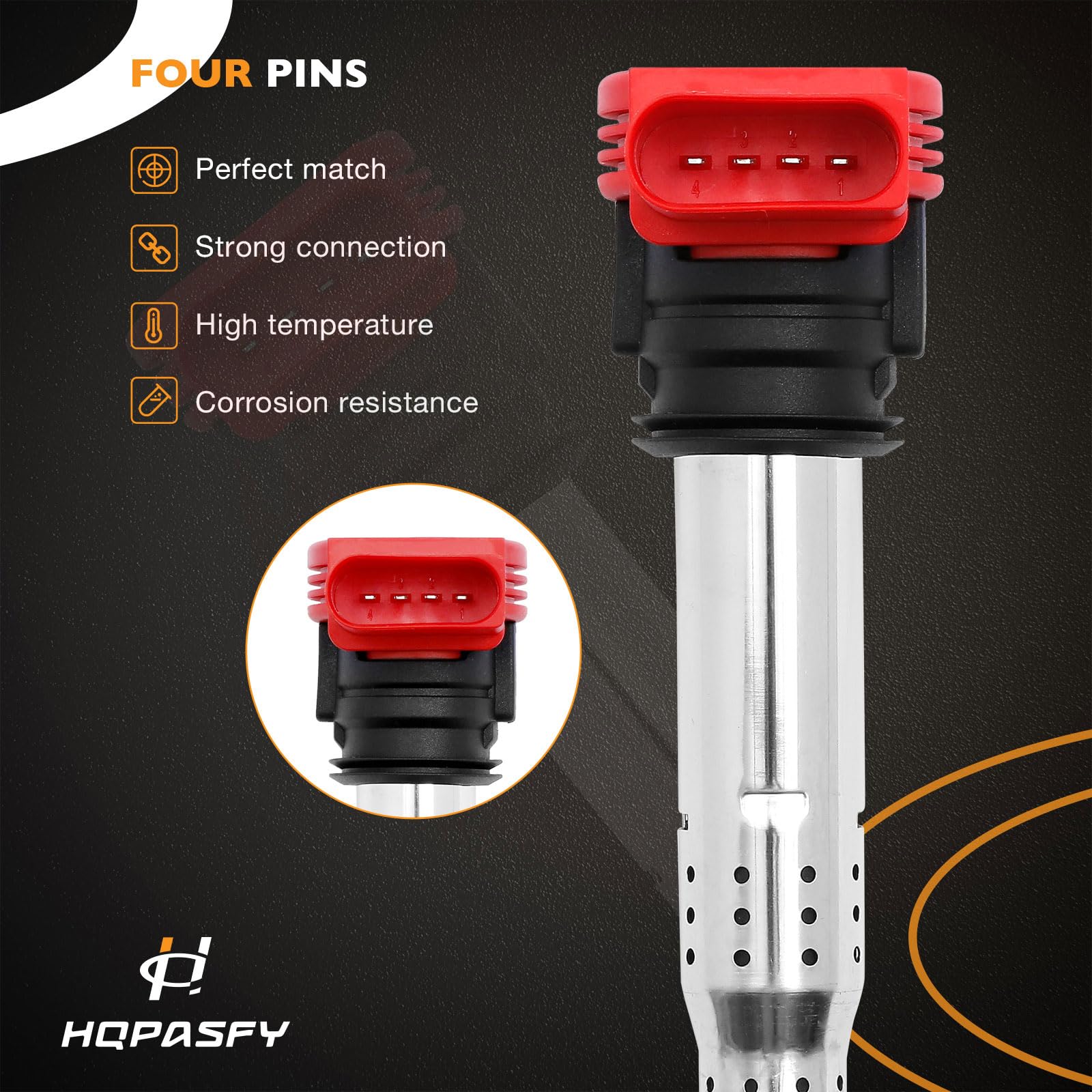 HQPASFY Ignition Coil Pack Set of 4 for Audi A4 A6 Q7 R8 S4 S5 TT Volkswagen Passat Golf GTI - Replaces 06E905115