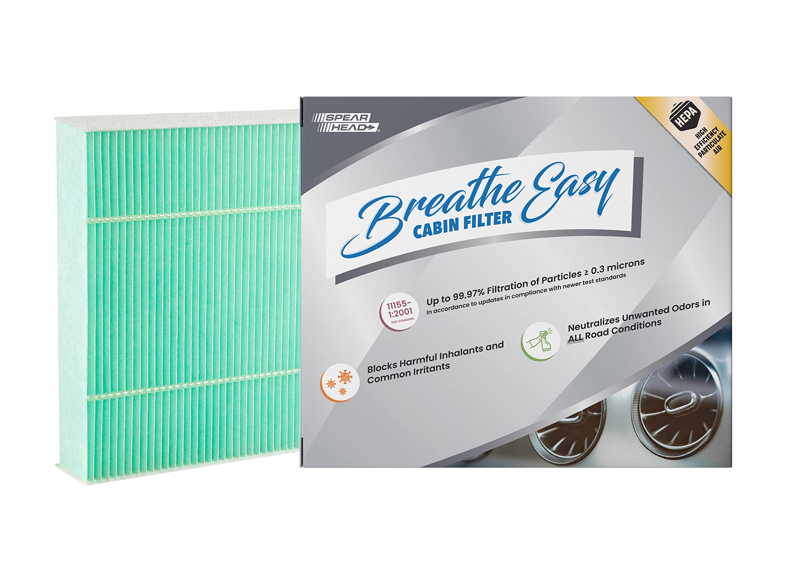 Spearhead Hepa Breathe Easy Cabin Filter, Up To 99.97% Filtration Of 0.3 Micron Particles W/No Airflow Reduction (Be-775Bh)