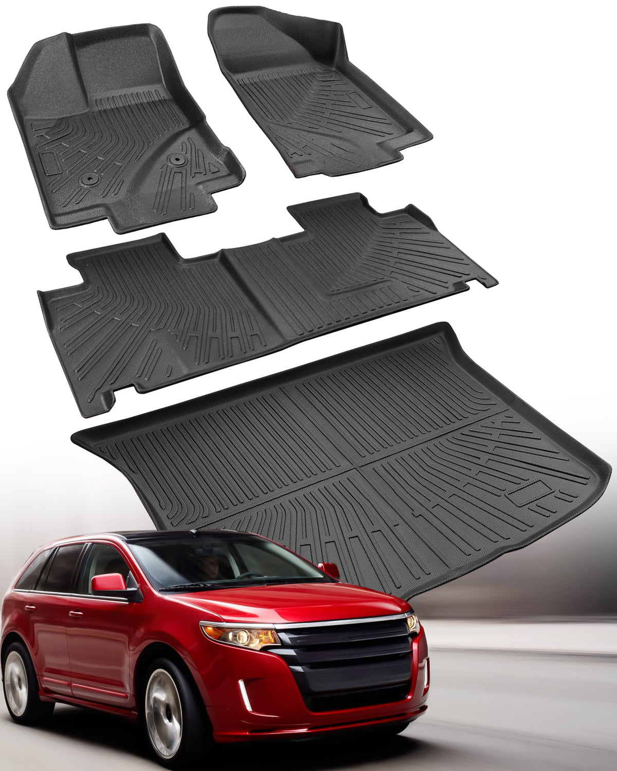 Floor Mats & Cargo Liner for Ford Edge 2007-2014 & Lincoln MKX 2007-2015, All Weather Waterproof Car Mats Tech, Automotive Car M