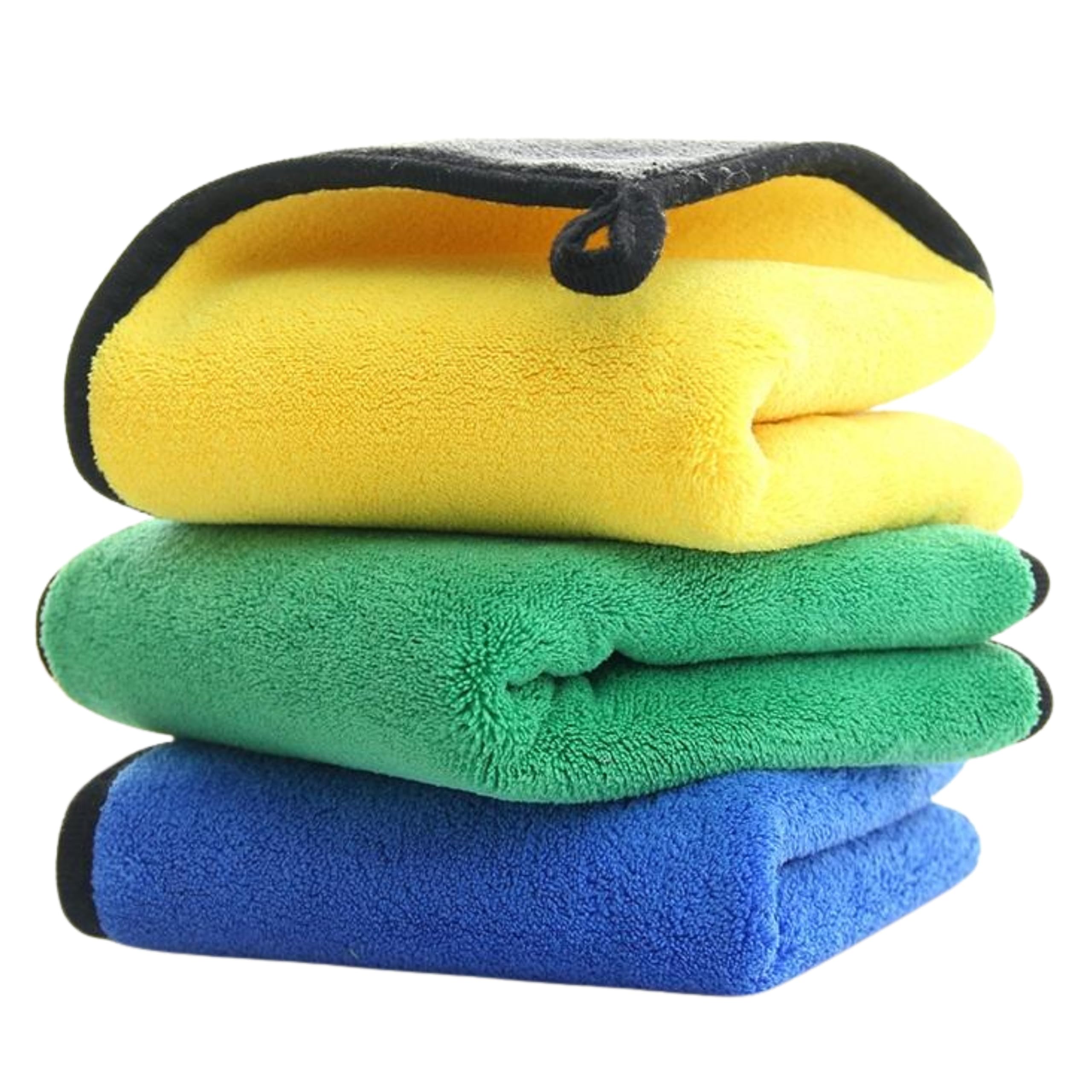Deepon Microfiber Cloth | Pack of 3 | 600 GSM 40x40 cm | Mix Colour Extra Thick Car Cleaning Towels Silk Edge | Lint Free for Bi