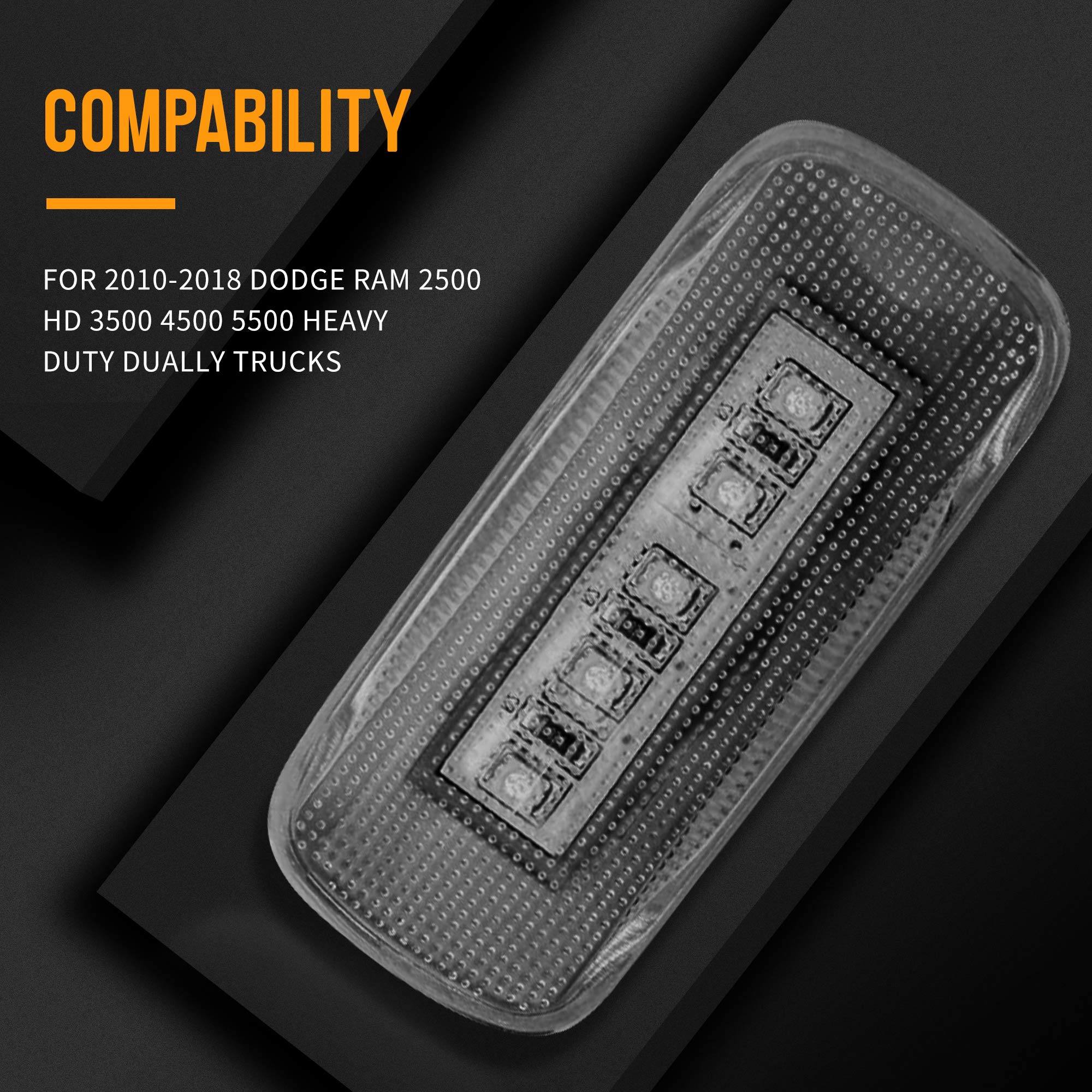 Husuku 4Pcs 5Led Dual Cab Bed Fender Led Side Marker Lights For 2010-2017 Dodge Ram 2500 3500 (2X Amber, 2X Red)