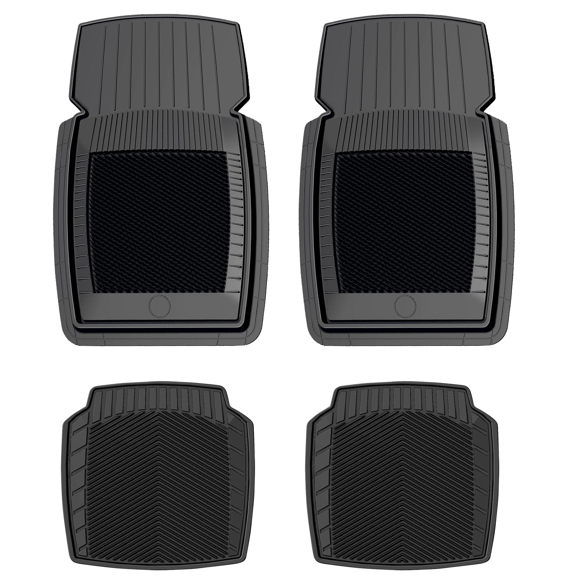 Pantssaver Universal Floor Mats For Cars 4-Piece Full Set Black All-Weather Car Accessories Waterproof Trim-To Fit Automotive Tr