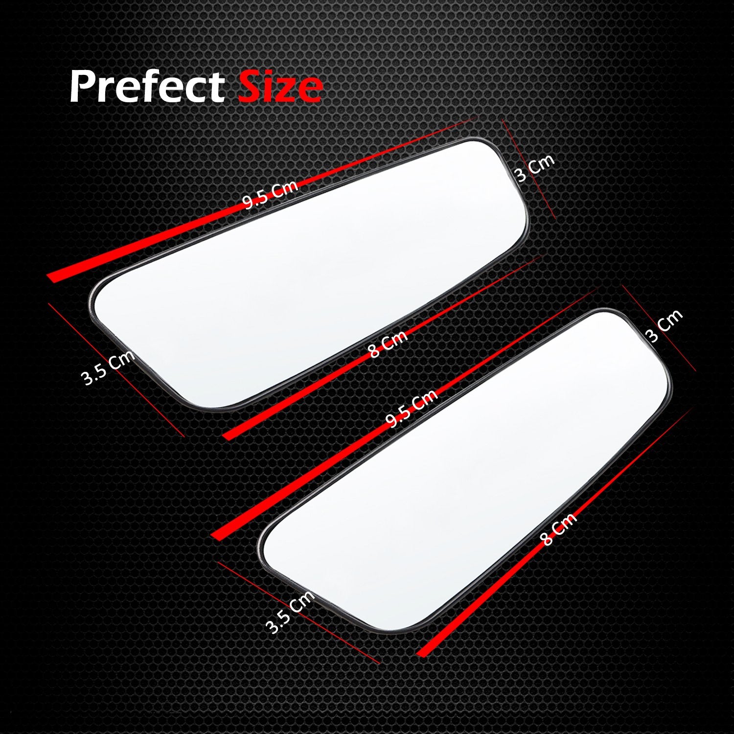 Ampper Rectangle Blind Spot Mirror, Hd Glass Abs Housing Convex Wide Angle Rearview Blindspot Car Mirror For Car Suv And Truck (Framed, Pack Of 2)