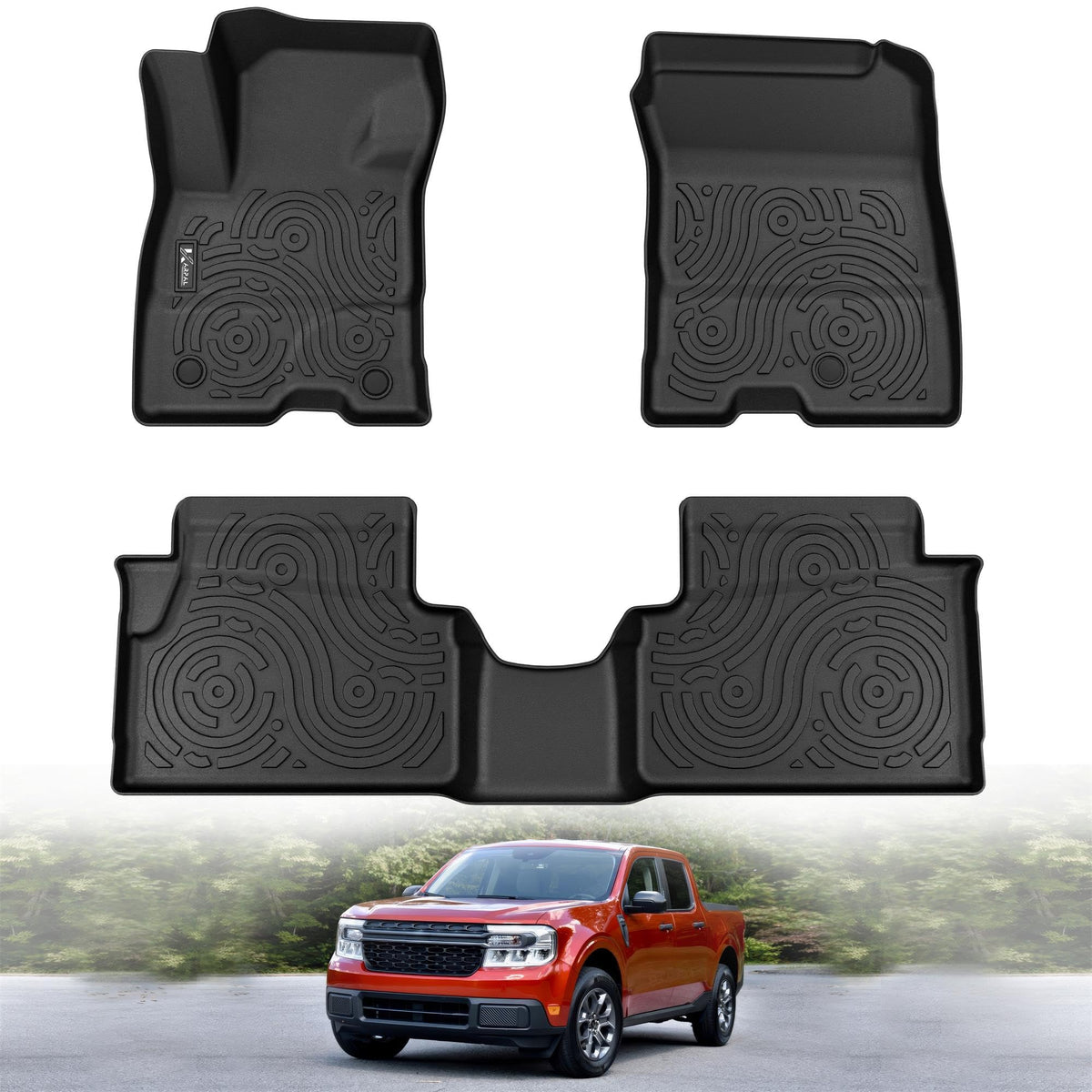 Karpal Floor Mats Fit 2022-2024 2025 Ford Maverick Hybrid, Custom Fit All Weather Tpe Floor Liners, Heavy Duty 1St & 2Nd Row Mav
