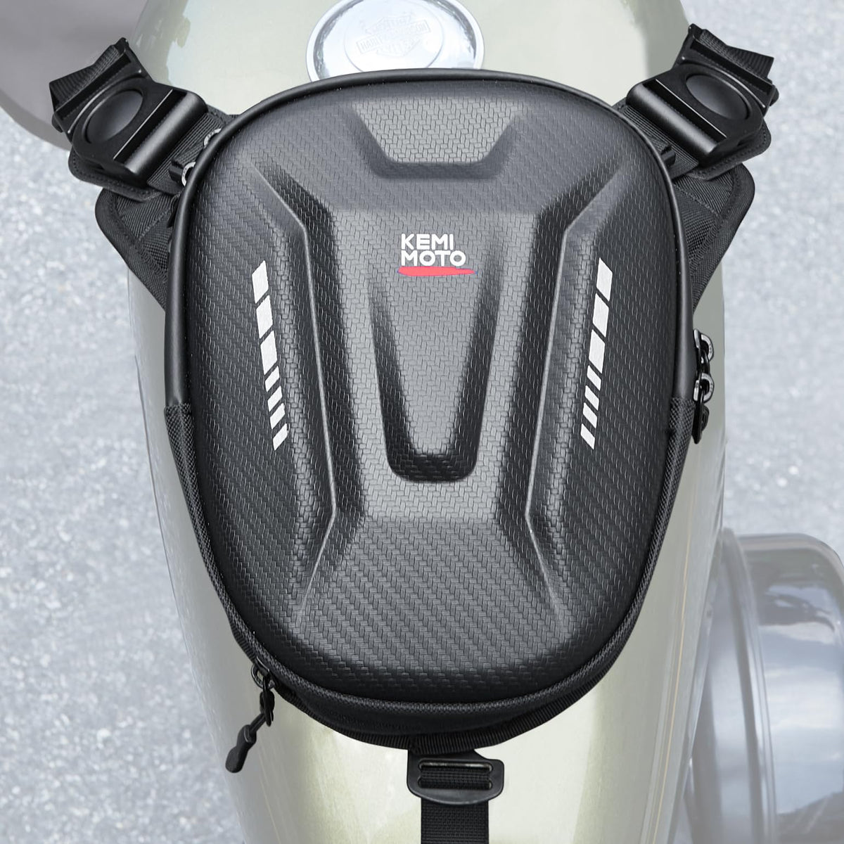 Kemimoto Motorcycle Tank Bag, Eva Hard Shell Thigh Bag Drop Leg Bag Magnetic Motorcycle Waist Bag For Men Women Cycling Hiking R