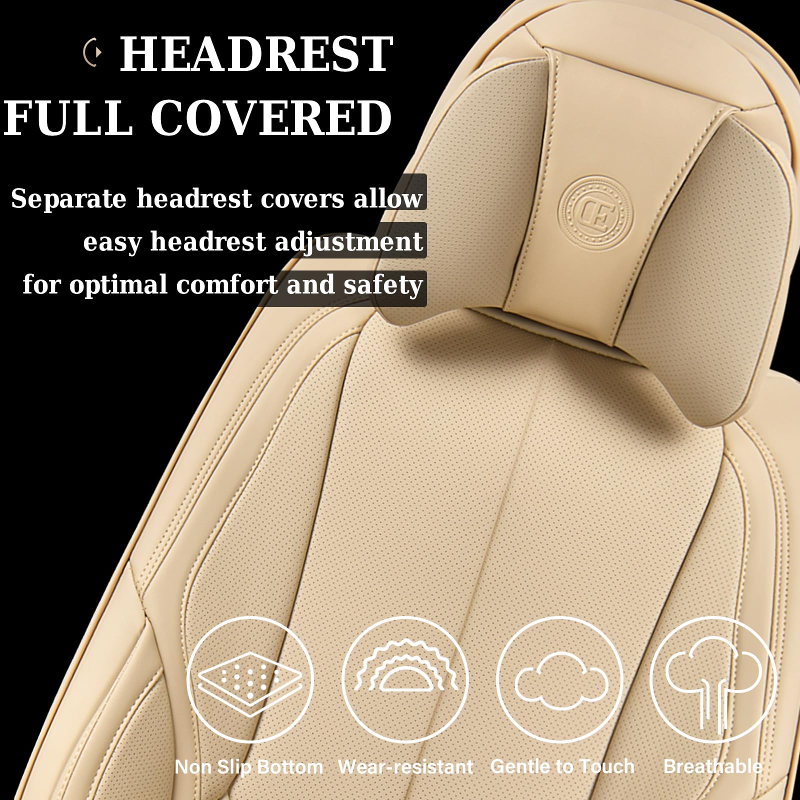 Coverado Universal Seat Covers Front, 2-Pack Universal Seat Covers For Cars, Waterproof Nappa Leather Car Seat Covers With Head