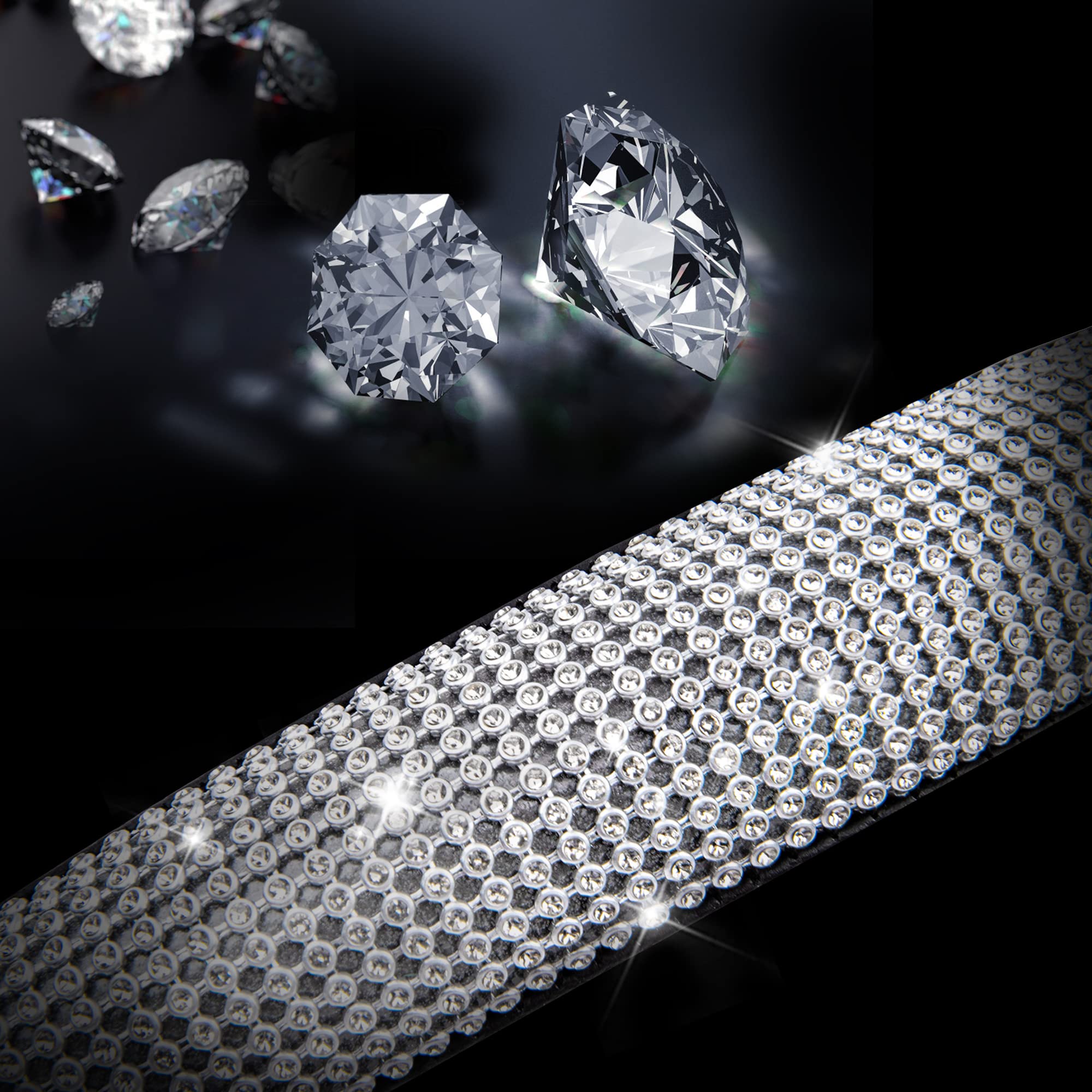 Car Pass Bling Diamond Leather Steering Wheel Cover, With Bling Sparkly Crystal Glitter Rhinestones Universal Fit 14.5In-15In Ca