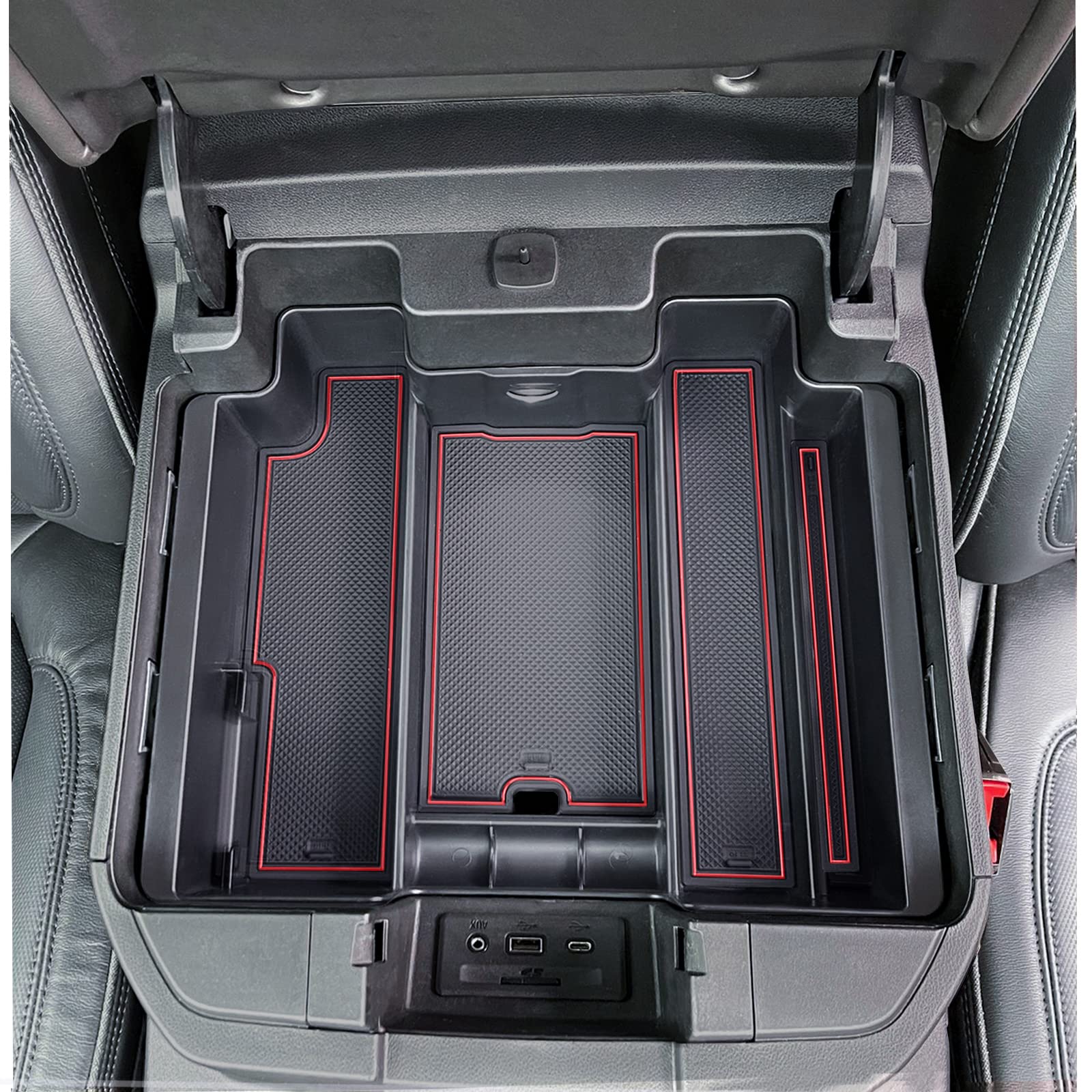 Topinstall Red Center Console Organizer Compatible With 2019-2022 Silverado/Sierra 1500 And 2020-2023 Silverado/Sierra 2500Hd 35