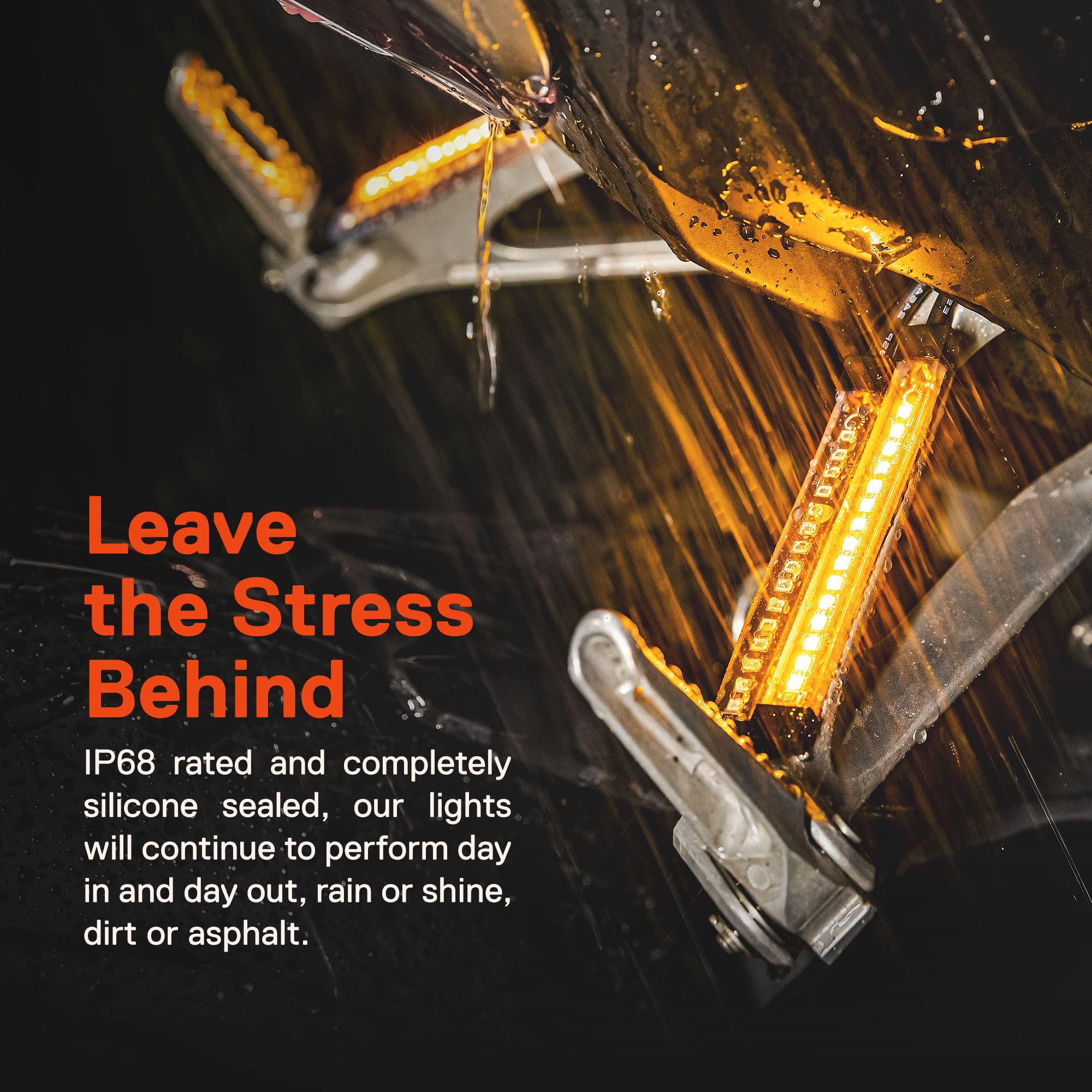 True Mods 2Pc 5'' Amber Led Motorcycle Running & Turn Signal Tail Light Strip Kit [Waterproof] [Single Row] [50% Drl] [100% Blin