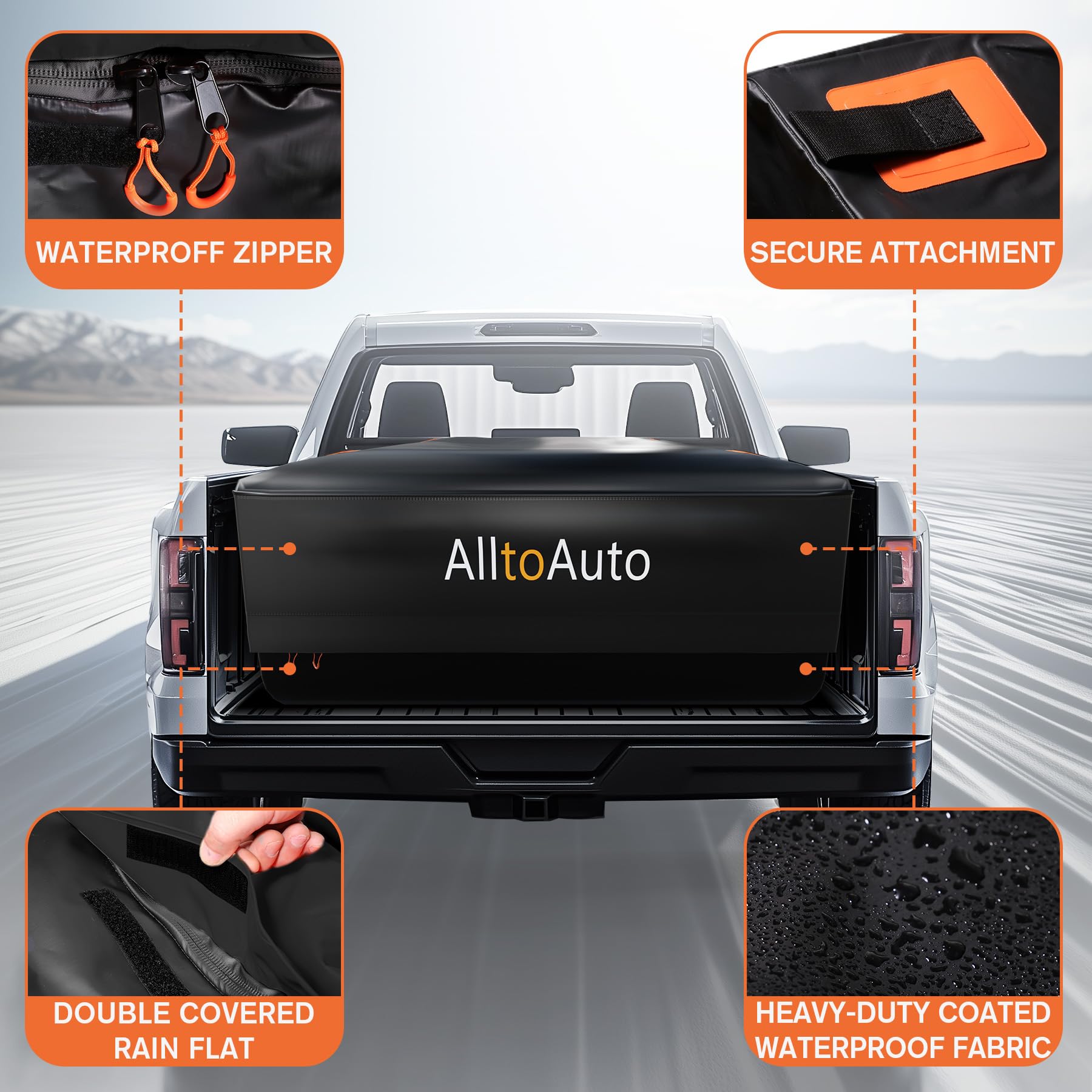 Alltoauto Truck Bed Cargo Bag, 26 Cubic Feet (51''X40''X22''), 100% Waterproof 1000D Heavy Duty, Fits Any Truck Size, Simple And