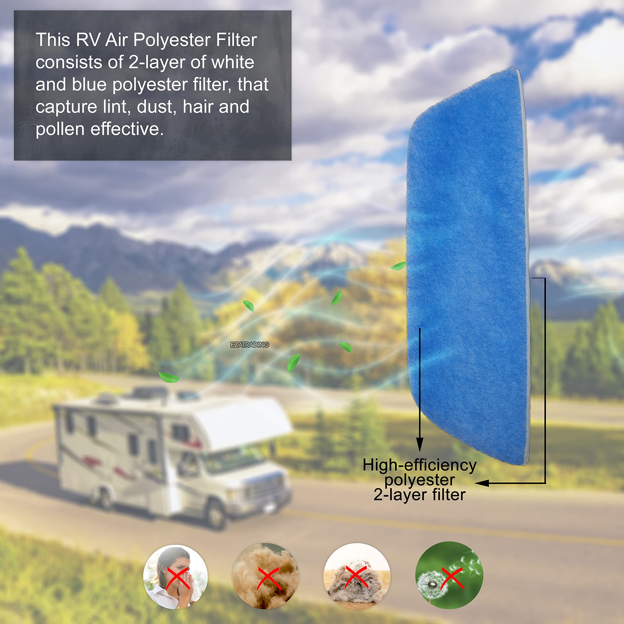 RV Air Conditioner Filter - 6 x 16 RV AC Replacement Filters For Coleman Mach Unit MERV 8 Air Filter (2 Pack)