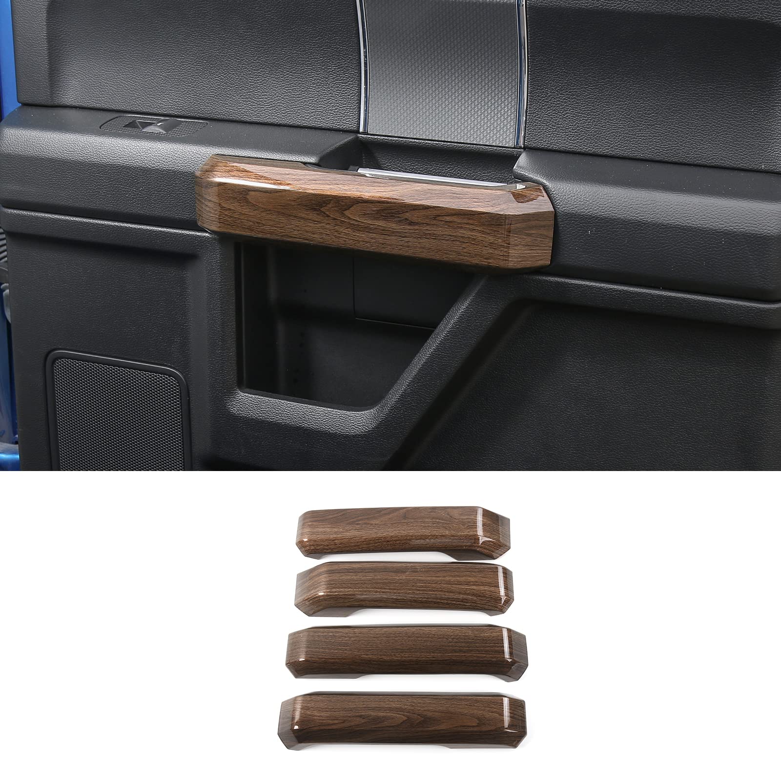 Voodonala Wood Grain Inner Door Handle Covers Trim for Ford F150 2015 2016 2017 2018 2019 2020 (ABS,4Pcs/Set)