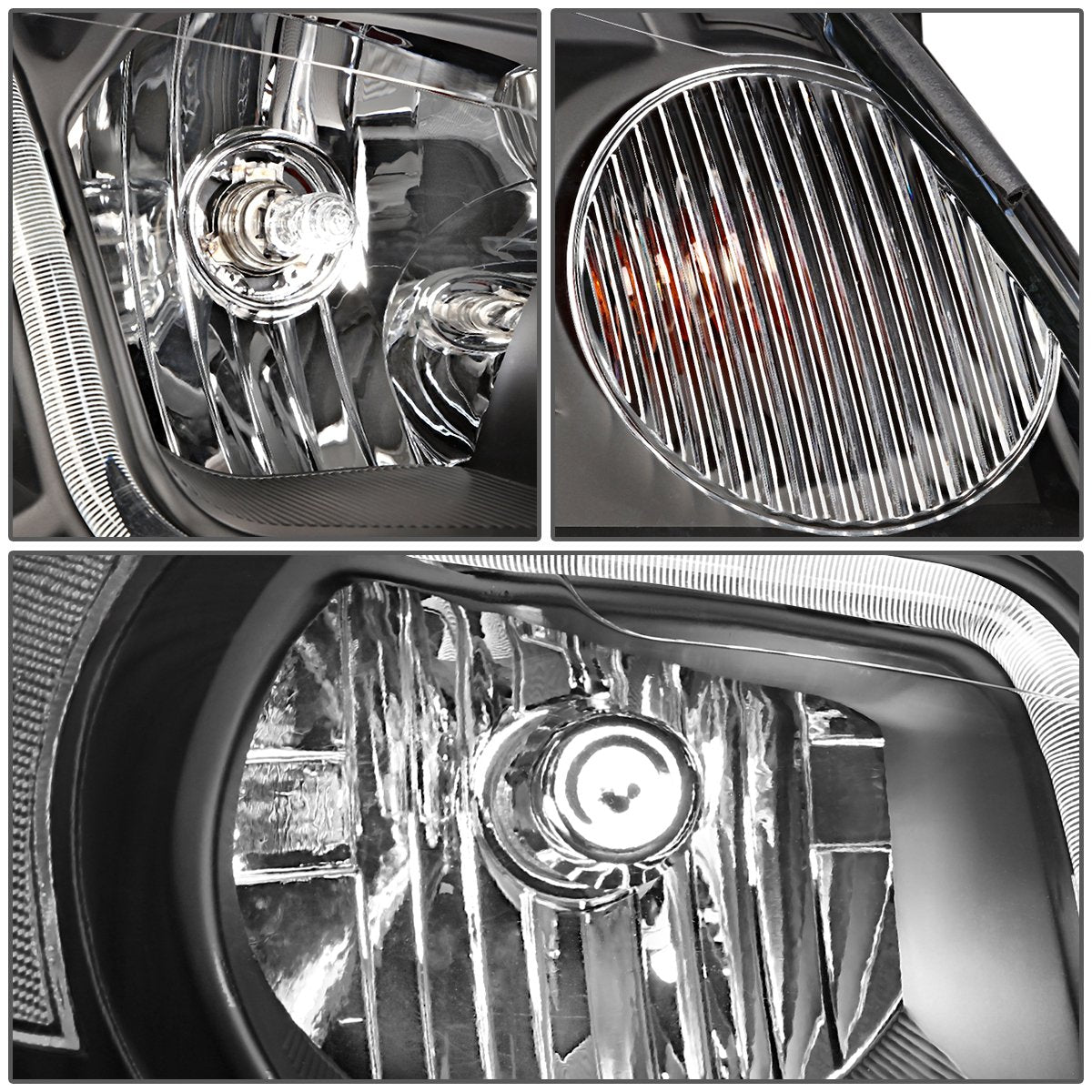 Dna Motoring Hl-Lb-Ci06-Bk-Cl1 Black Housing Headlights With Led Day Running Light Strip Replacement For 06-13 Impala